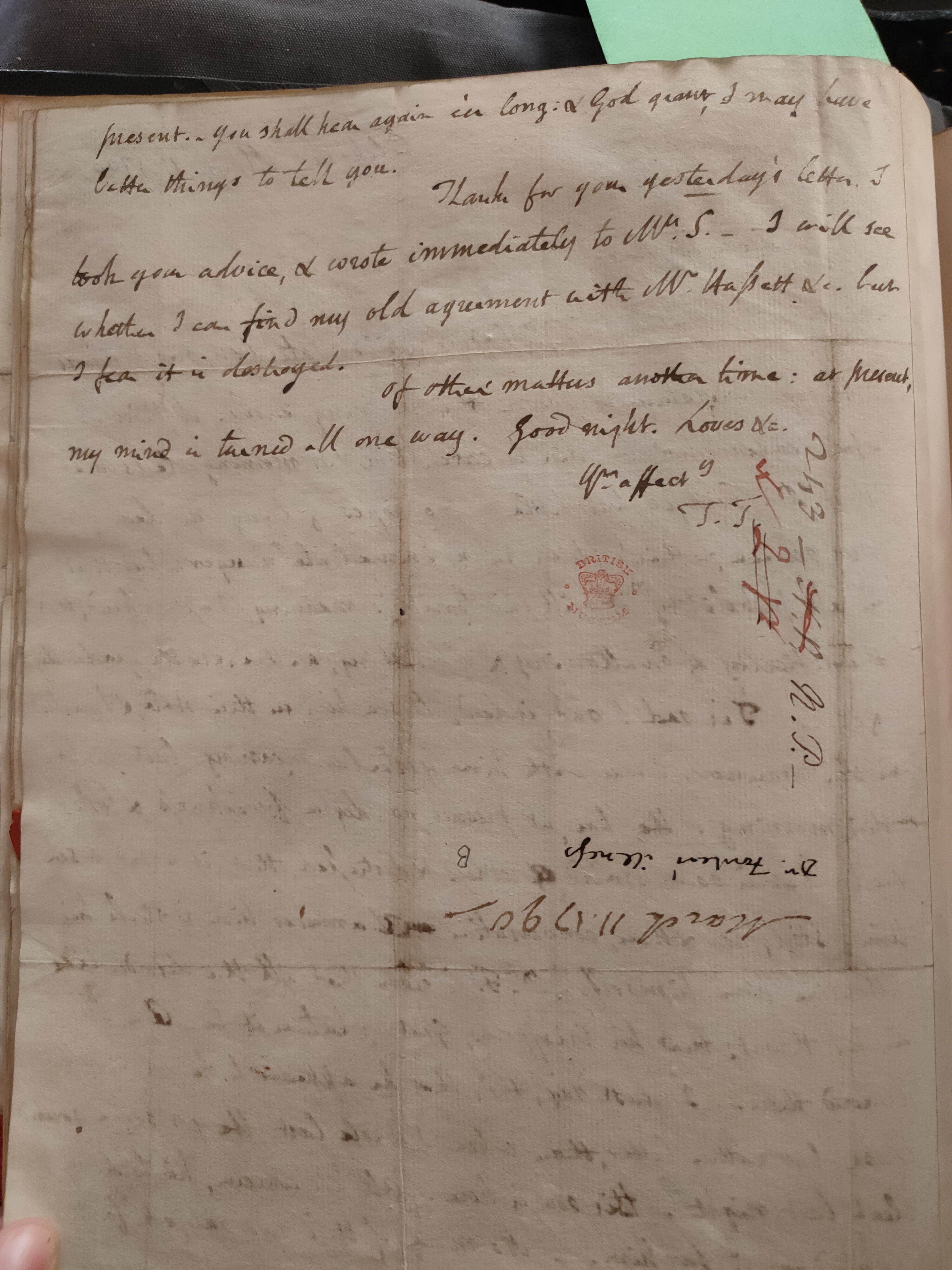 Image #2 of letter: Thomas Twining to Daniel Twining, 11 March 1790
