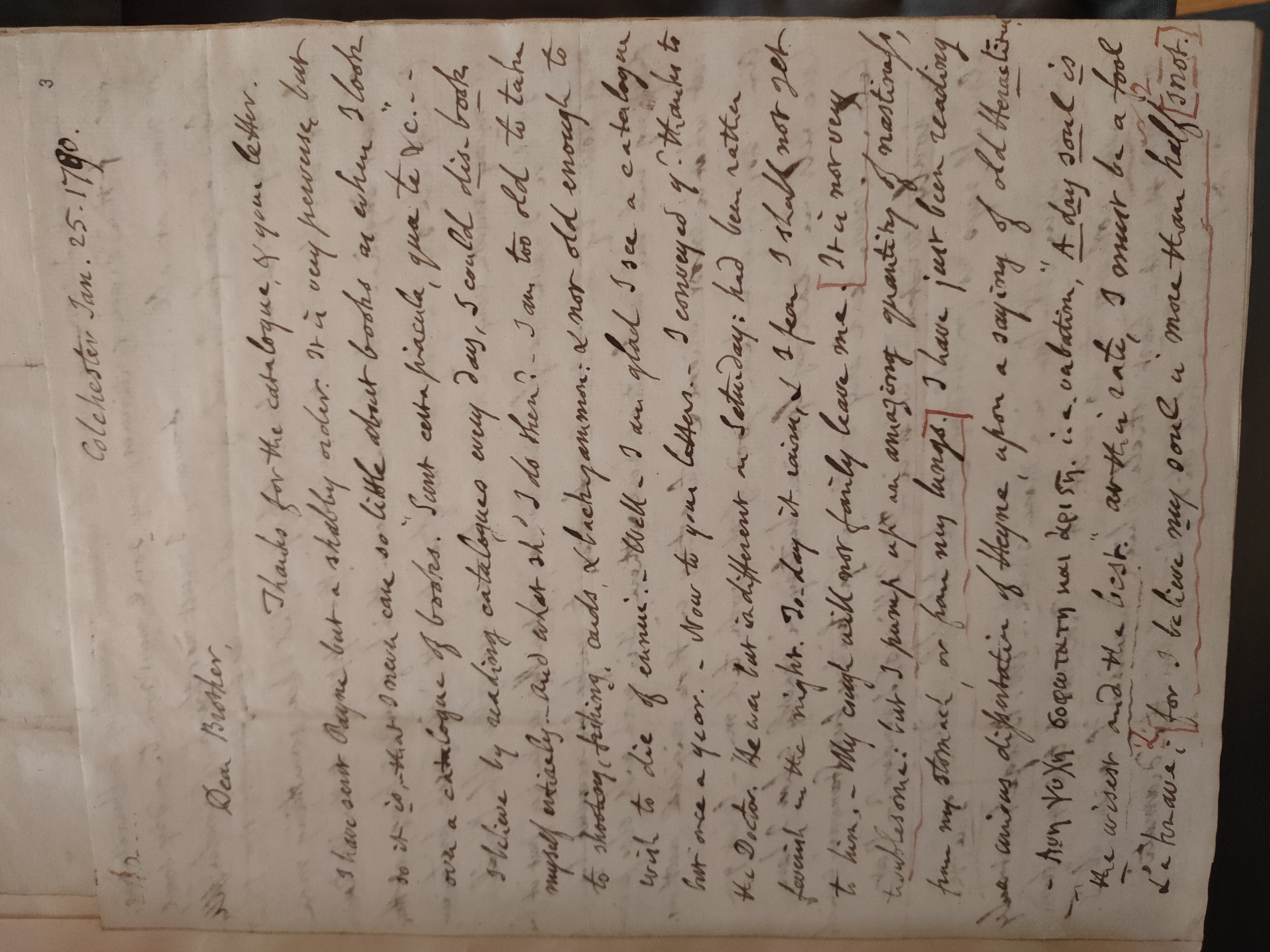 Image #1 of letter: Thomas Twining to Daniel Twining, 25 January 1790
