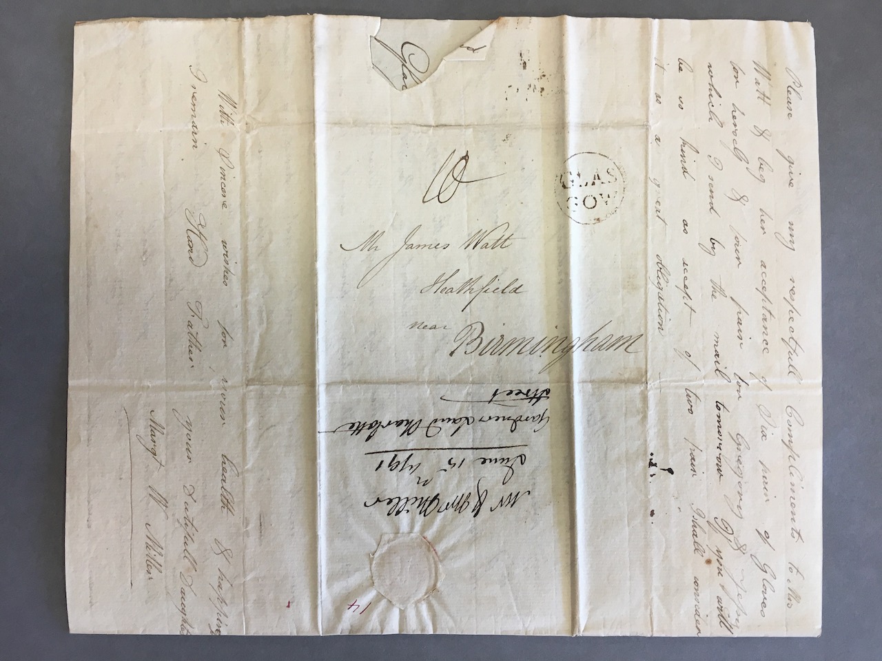 Image #4 of letter: James and Margaret Miller [nee Watt (II)] to James Watt (II), 15 June 1791