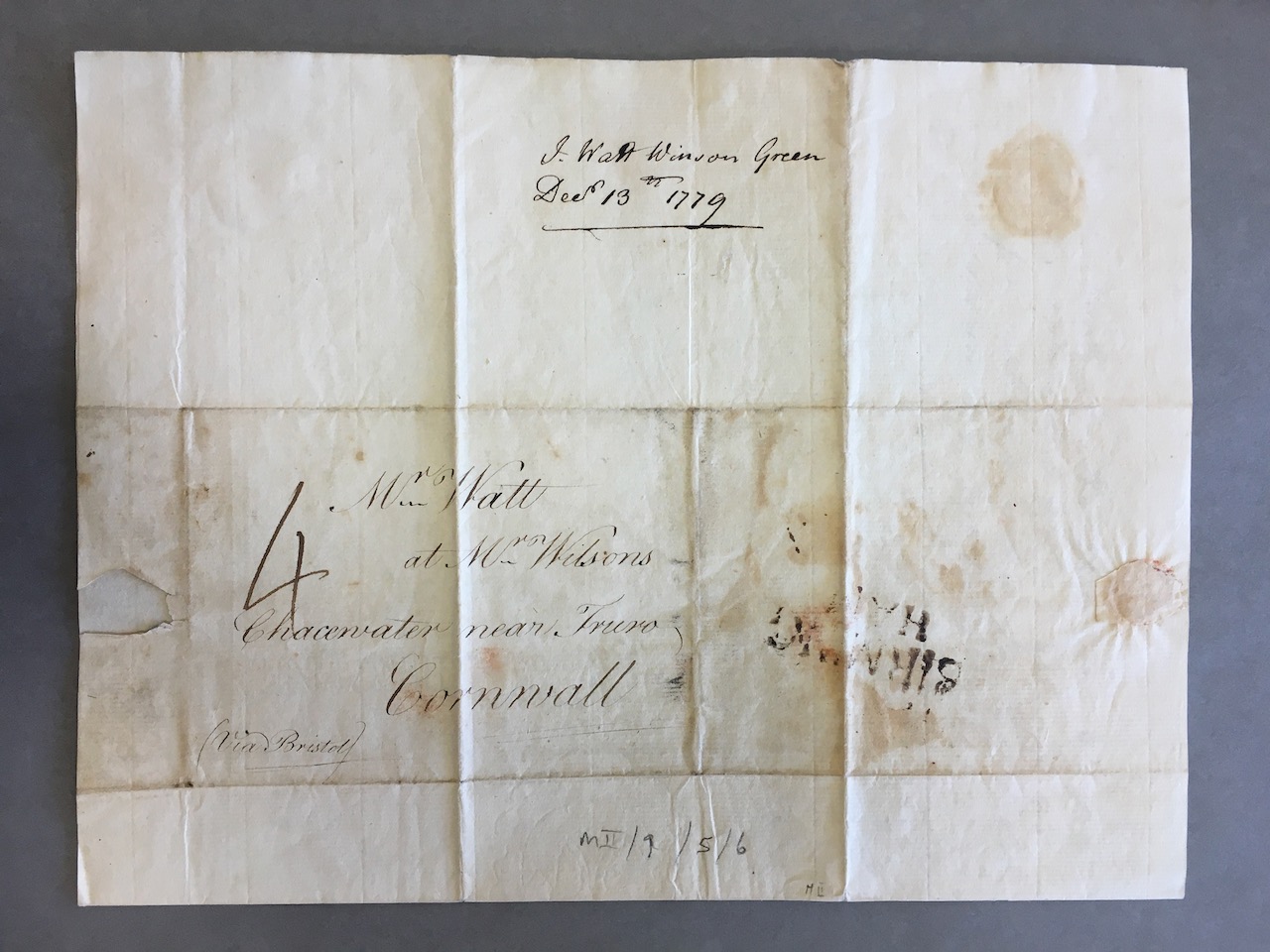 Image #3 of letter: James Watt (III) to his father James Watt, 13 December 1779