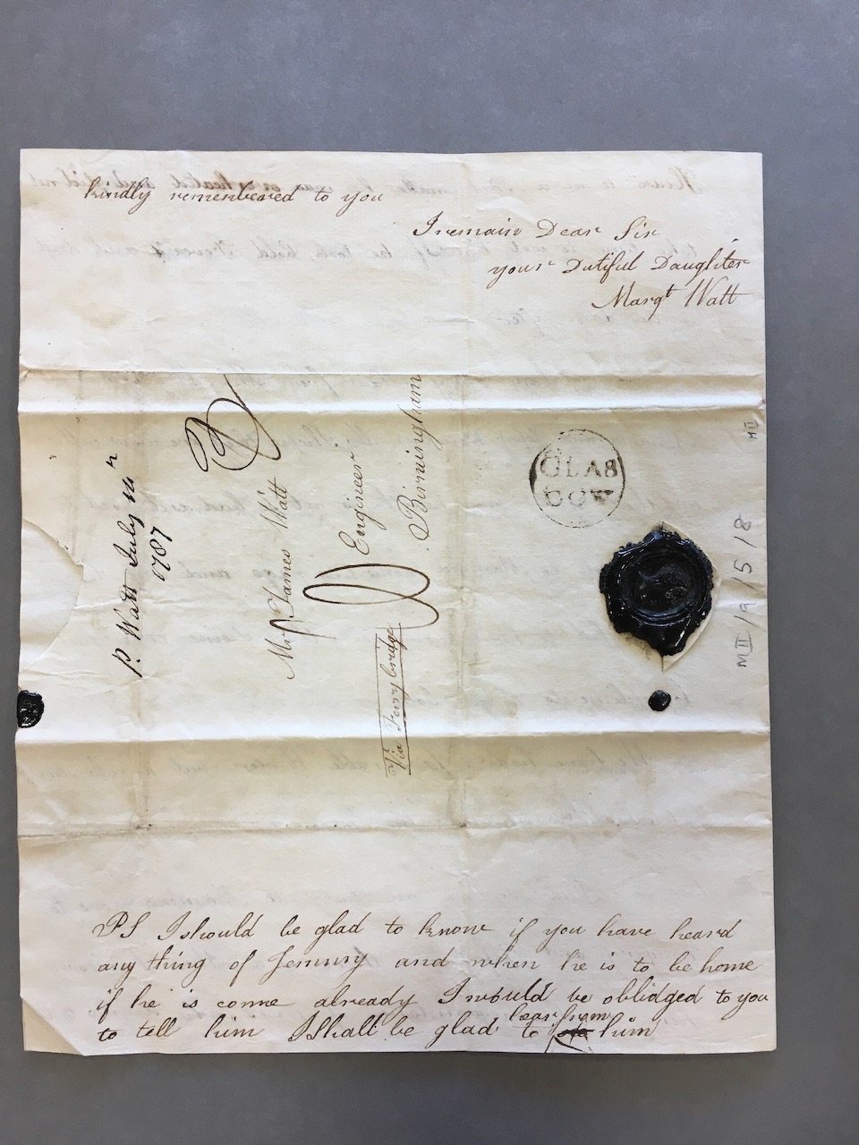 Image #4 of letter: Margaret Watt (II) to James Watt (II), 14 July 1787