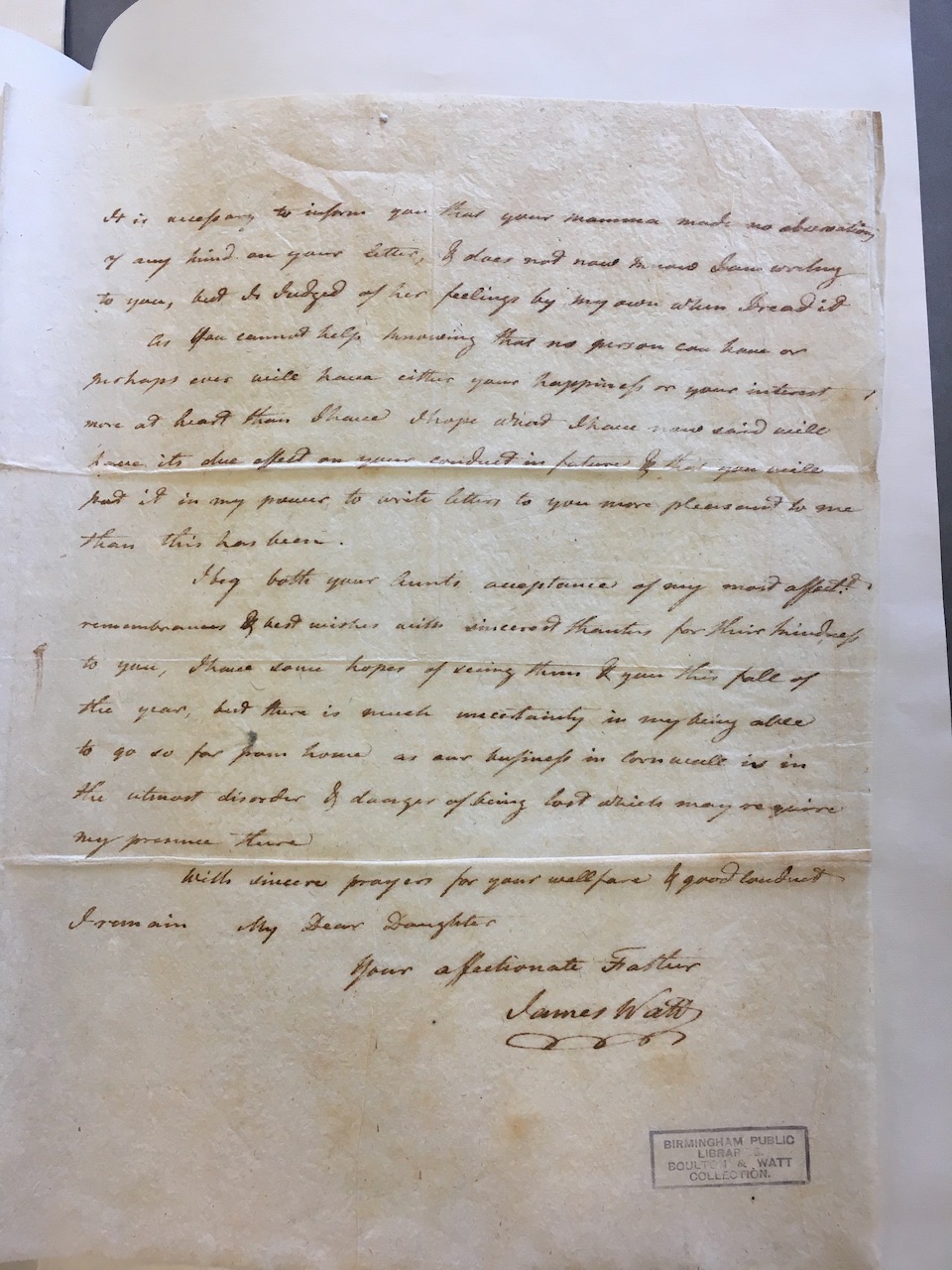 Image #3 of letter: James Watt (II) to Margaret Watt (II), 28 August 1787