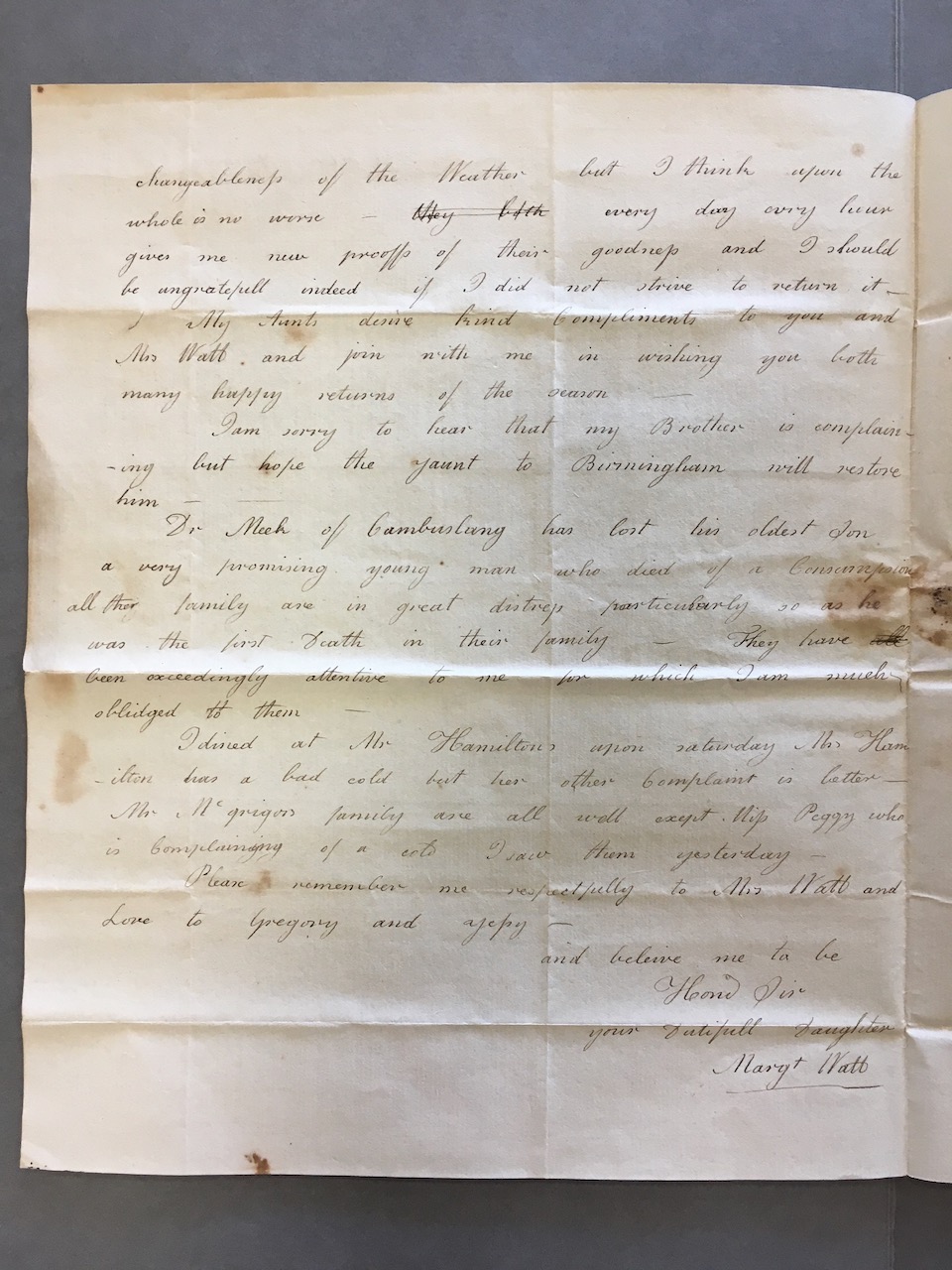 Image #2 of letter: Margaret Watt (II) to James Watt (II), 3 January 1791