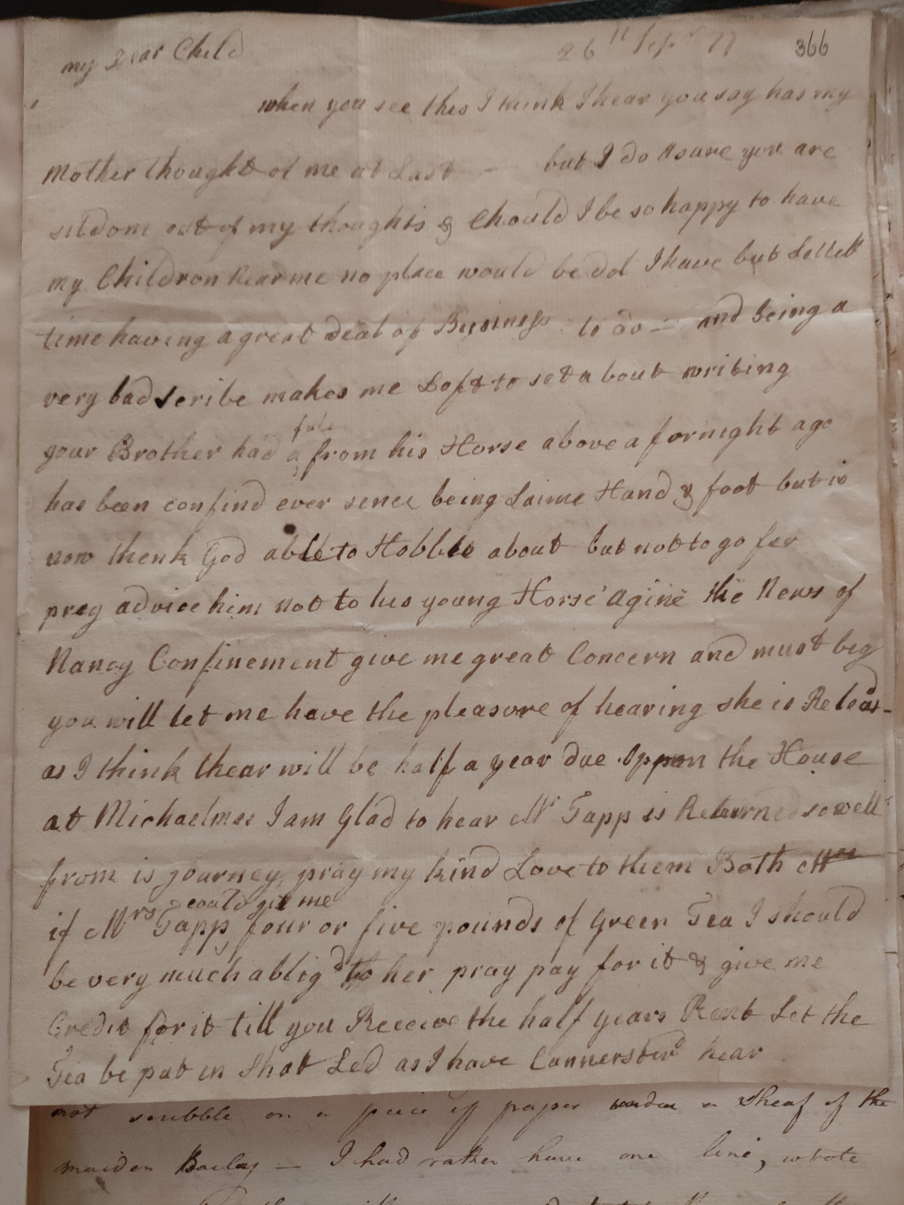 Image #1 of letter: Elizabeth Cumberland and Richard Cumberland to George Cumberland, 26 September 1777