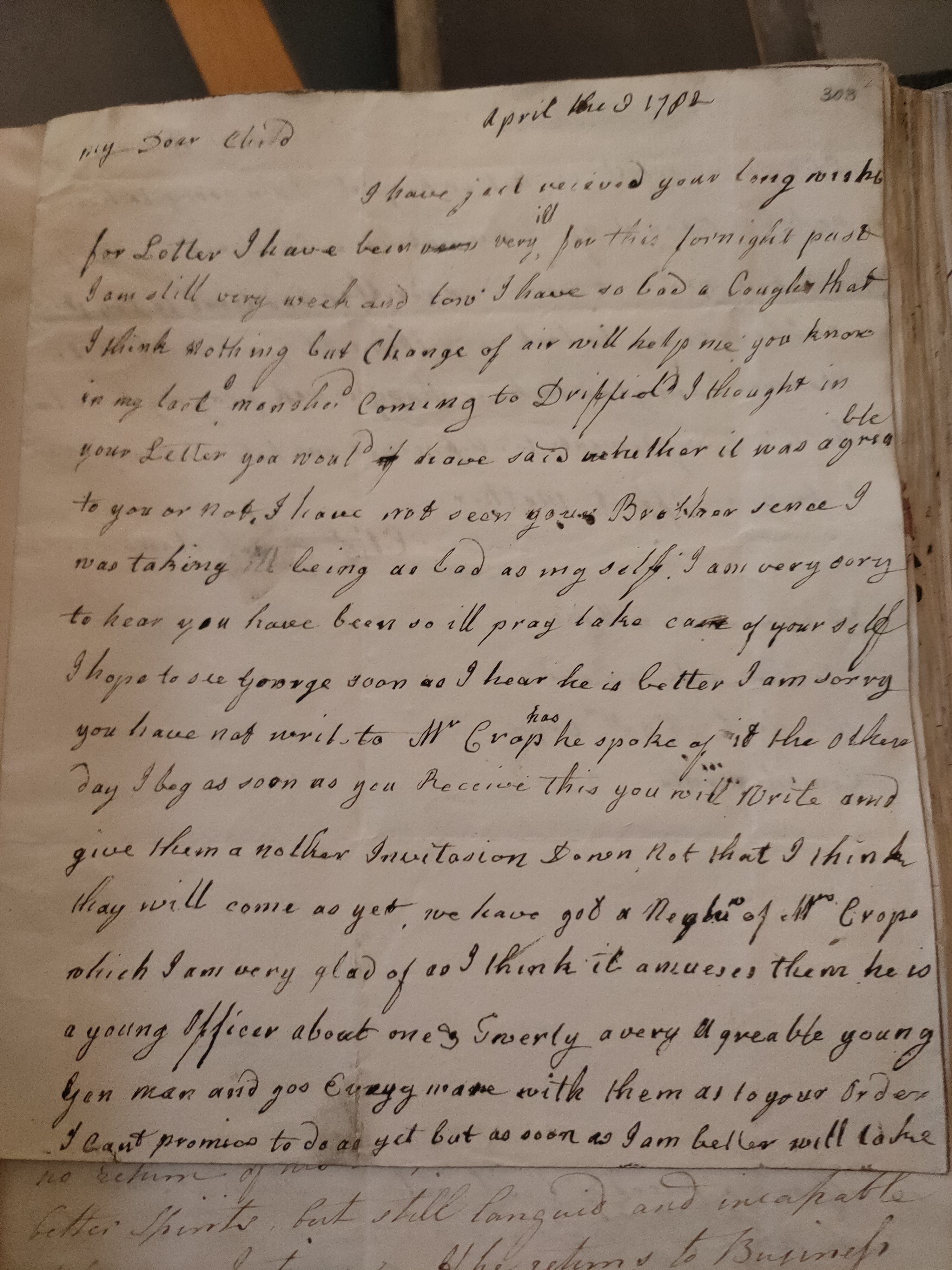 Image #1 of letter: Elizabeth Cumberland to George Cumberland, 3 April 1782