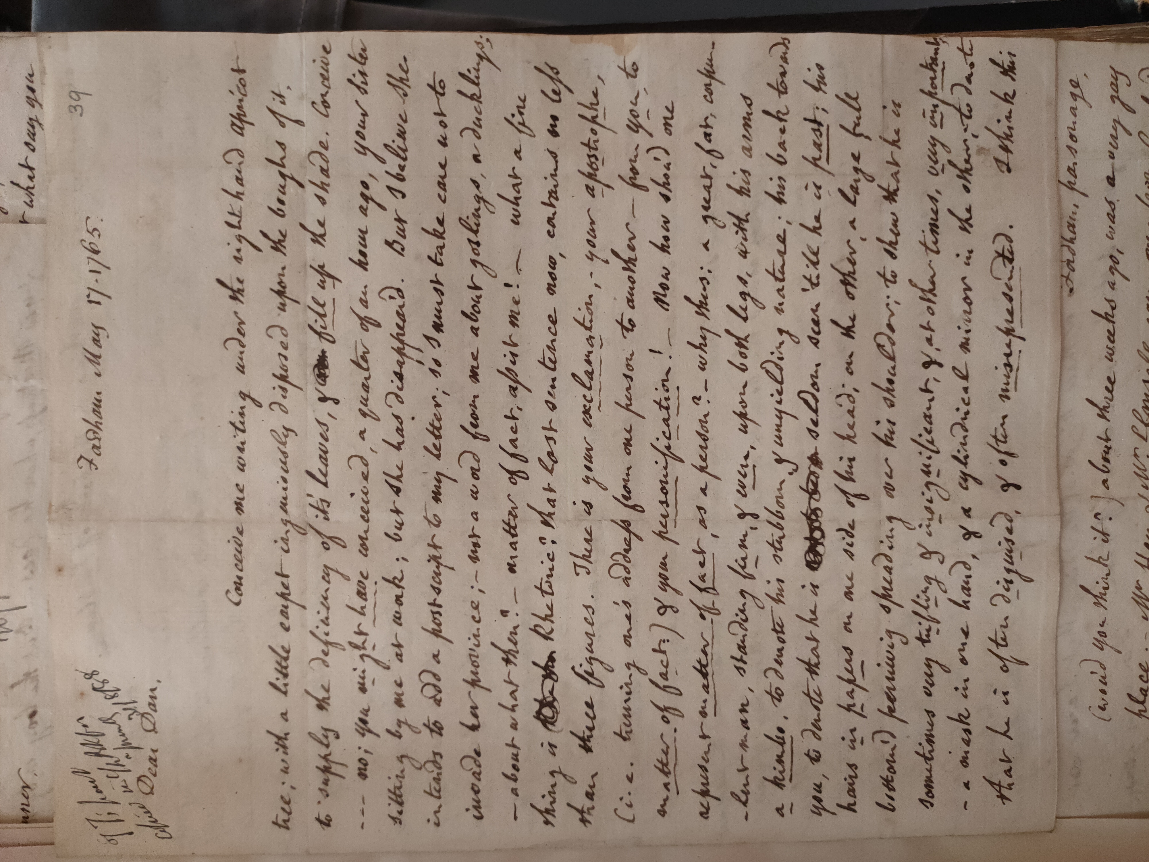 Image #1 of letter: Thomas and Elizabeth Twining to Daniel Twining, 17 May 1765