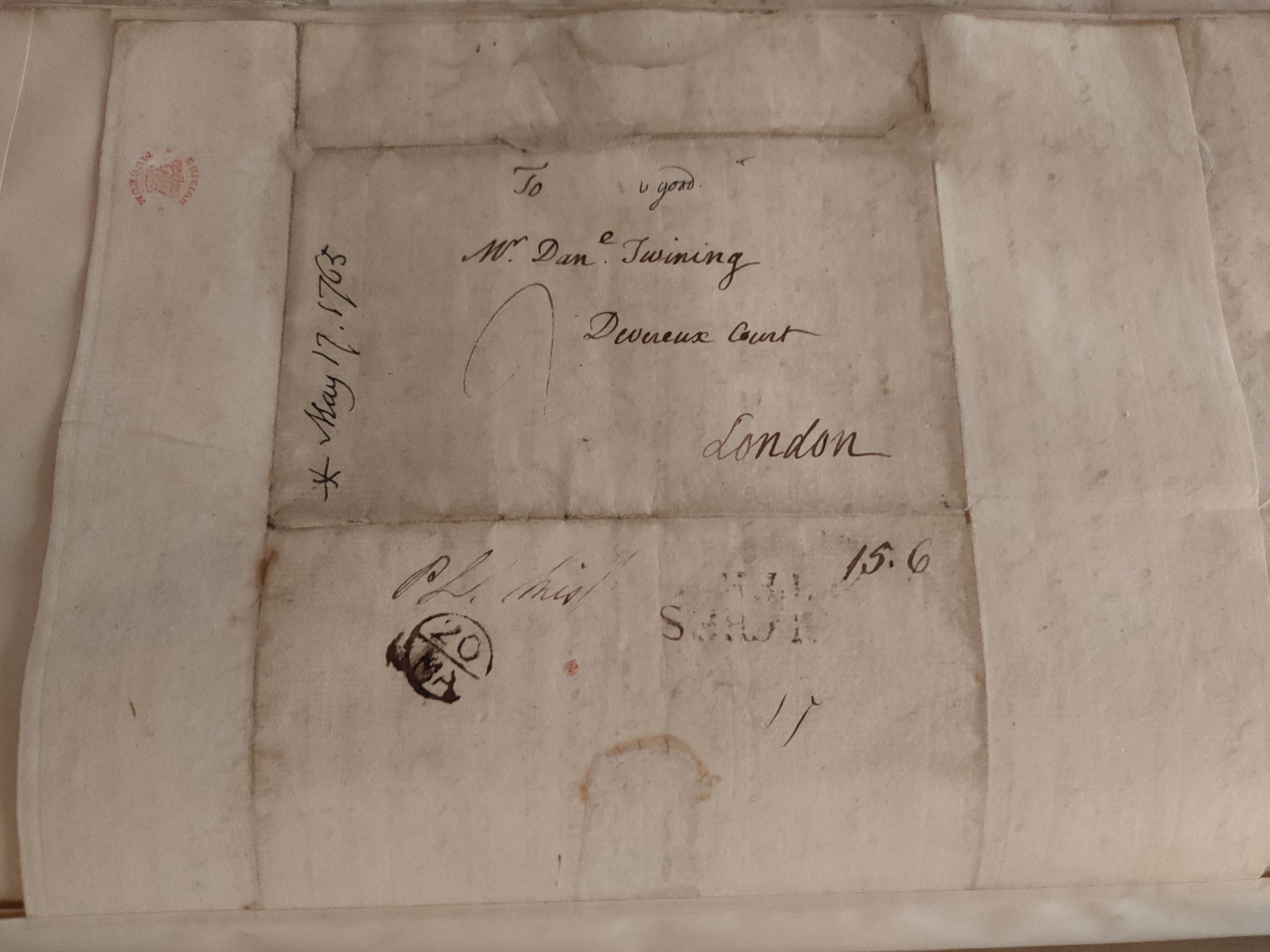 Image #4 of letter: Thomas and Elizabeth Twining to Daniel Twining, 17 May 1765