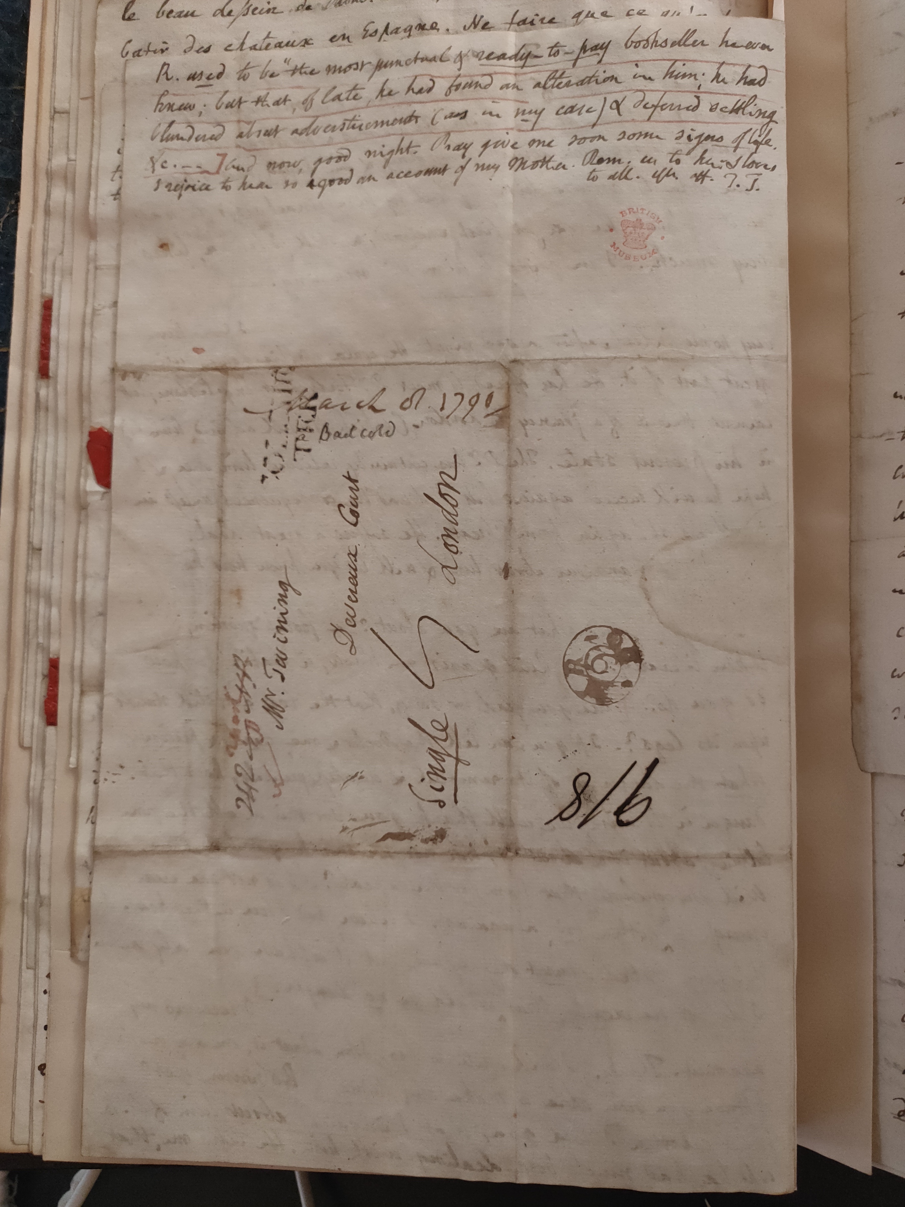 Image #4 of letter: Thomas Twining to Daniel Twining, 8 March 1790