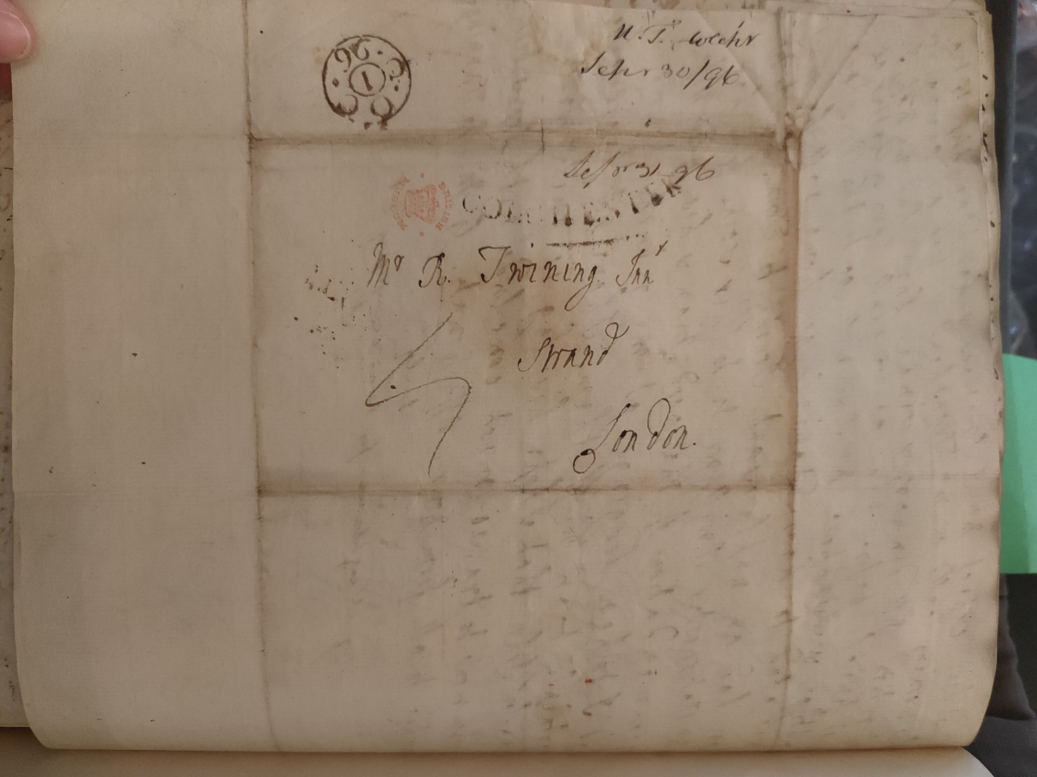 Image #4 of letter: Mary Twining to Richard Twining (junior), 30 September 1796