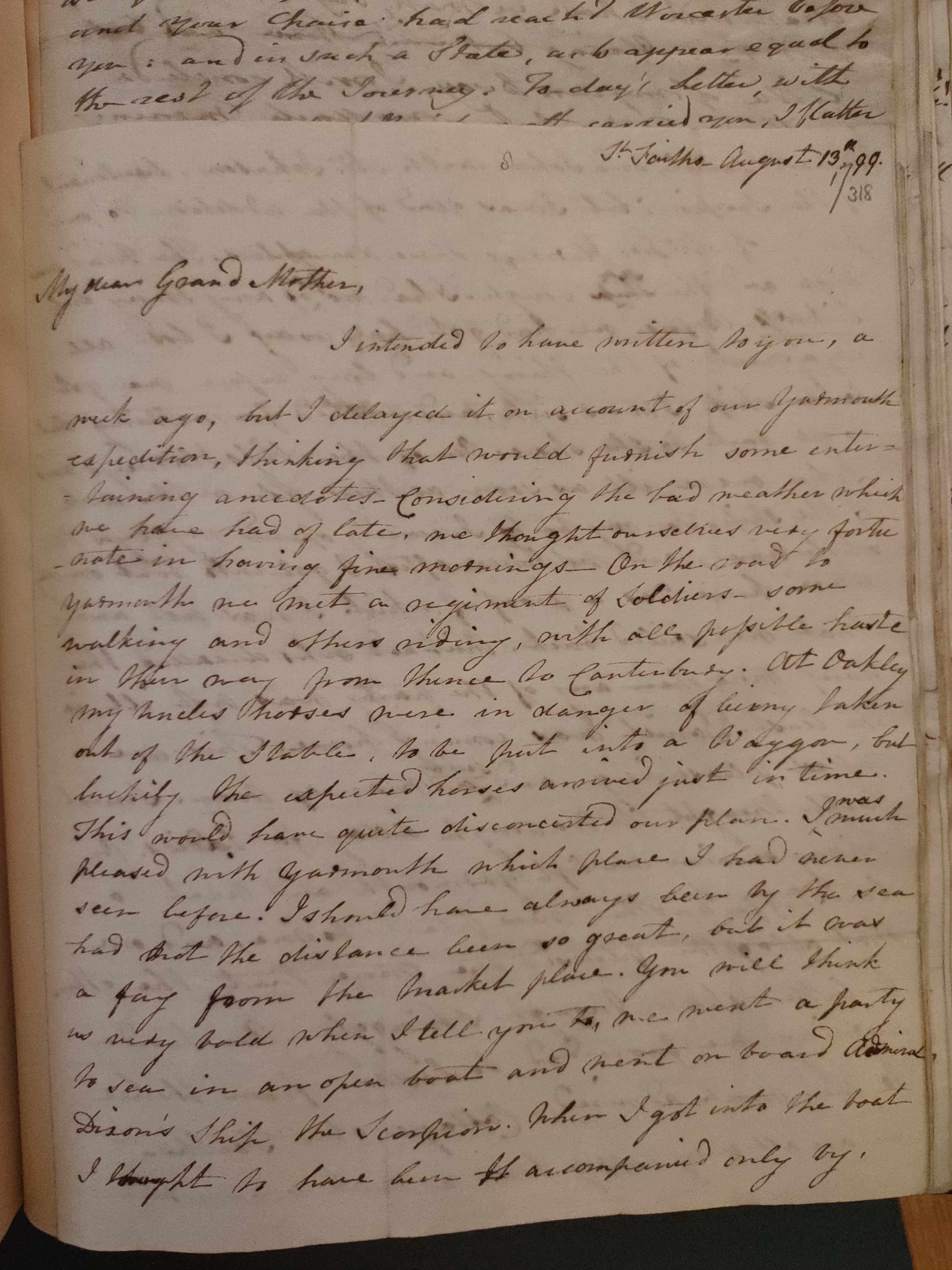 Image #1 of letter: Ann Twining to Mary Twining, 13 August 1799