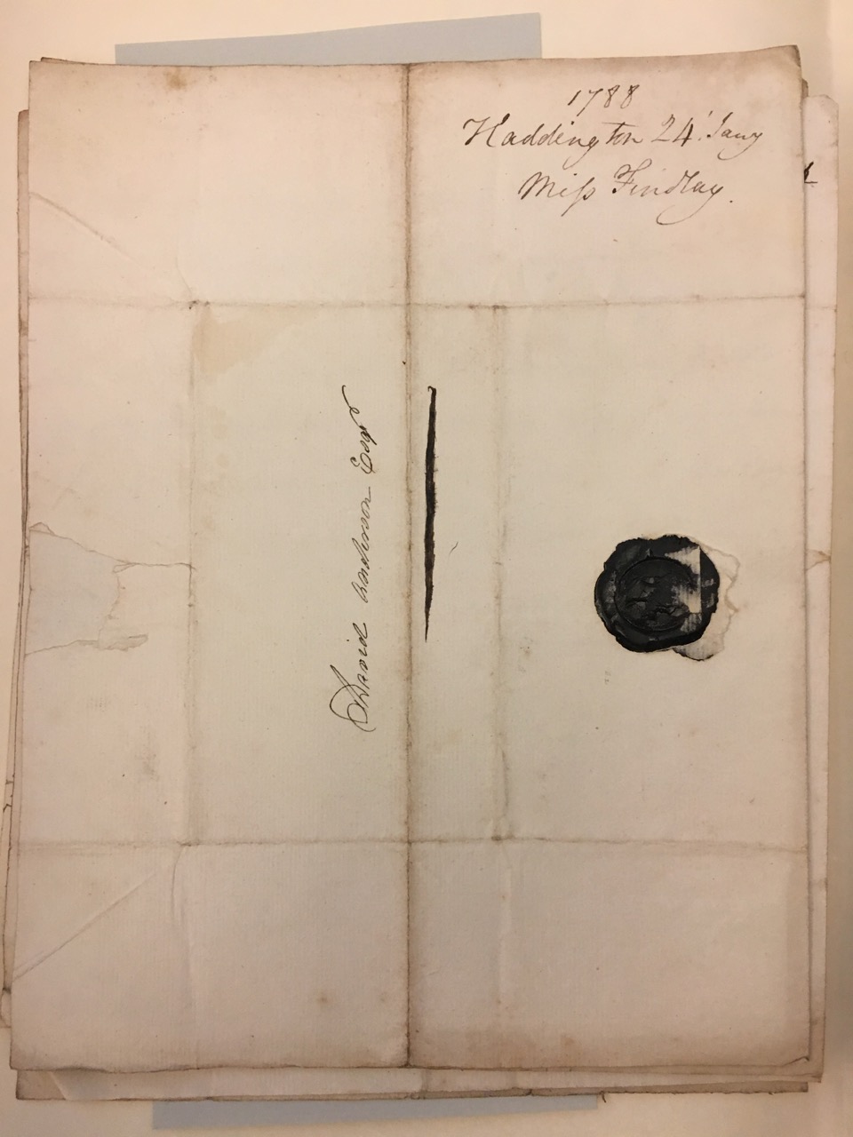 Image #1 of letter: Christina Findlay to David Anderson, 24 January 1788