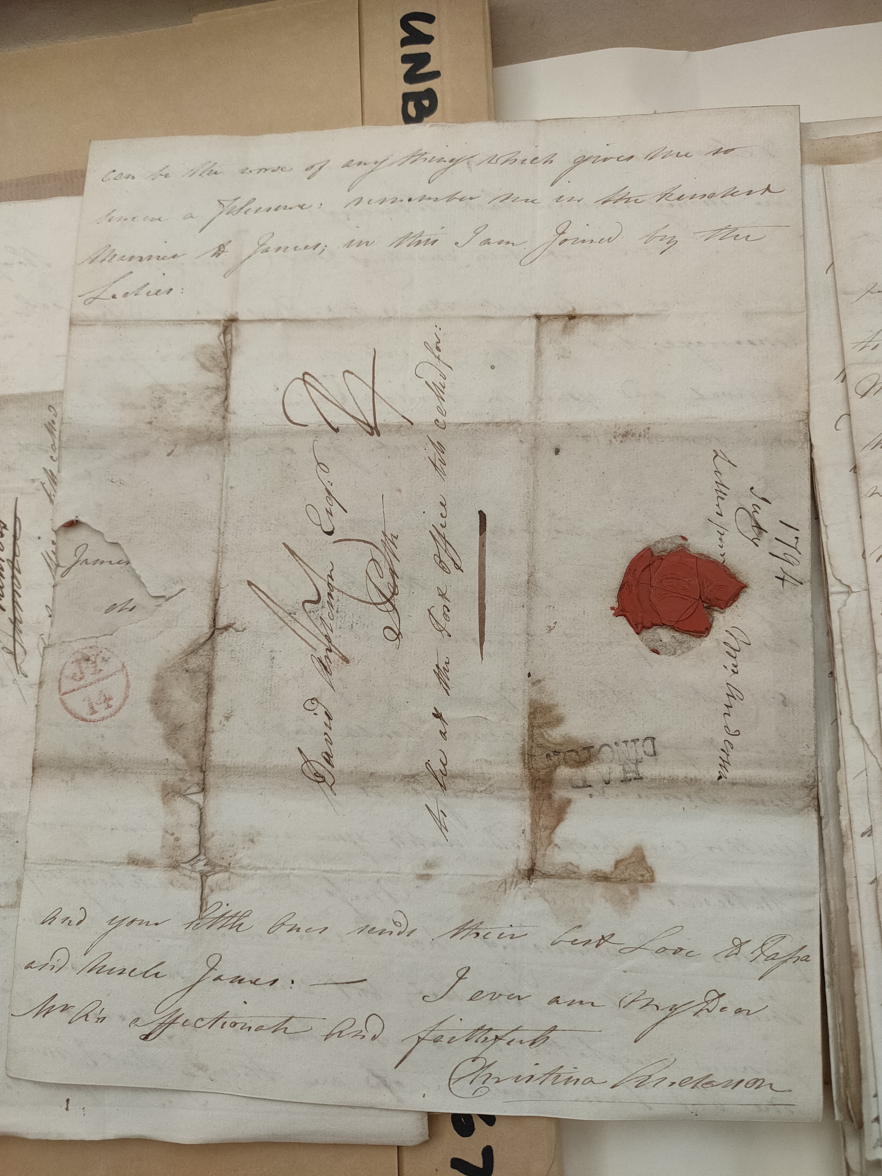 Image #4 of letter: Christina Anderson to David Anderson, 13 July 1794