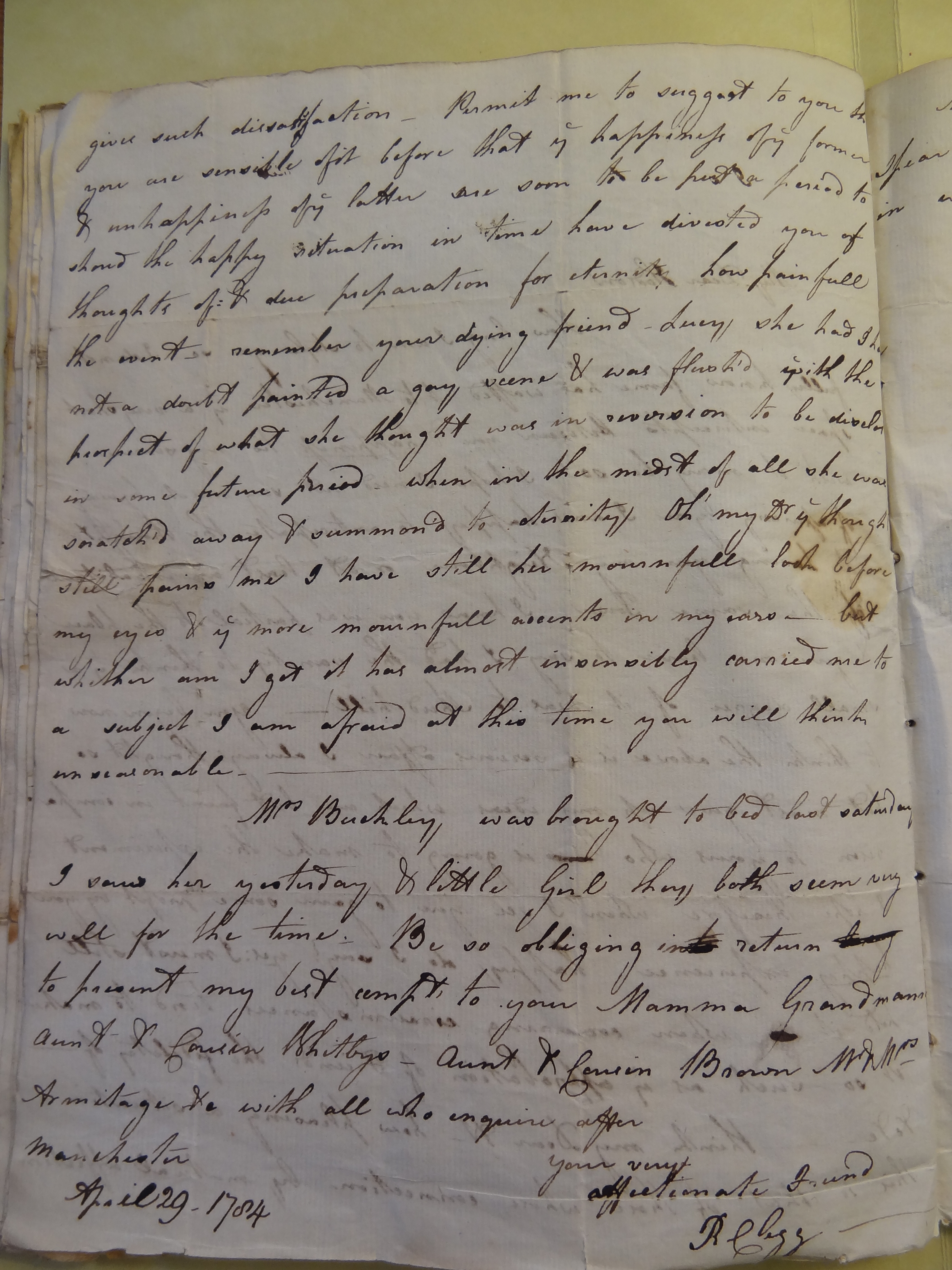 Image #2 of letter: Rebekah Bateman to Mary Jane Hodson, 29 April 1784