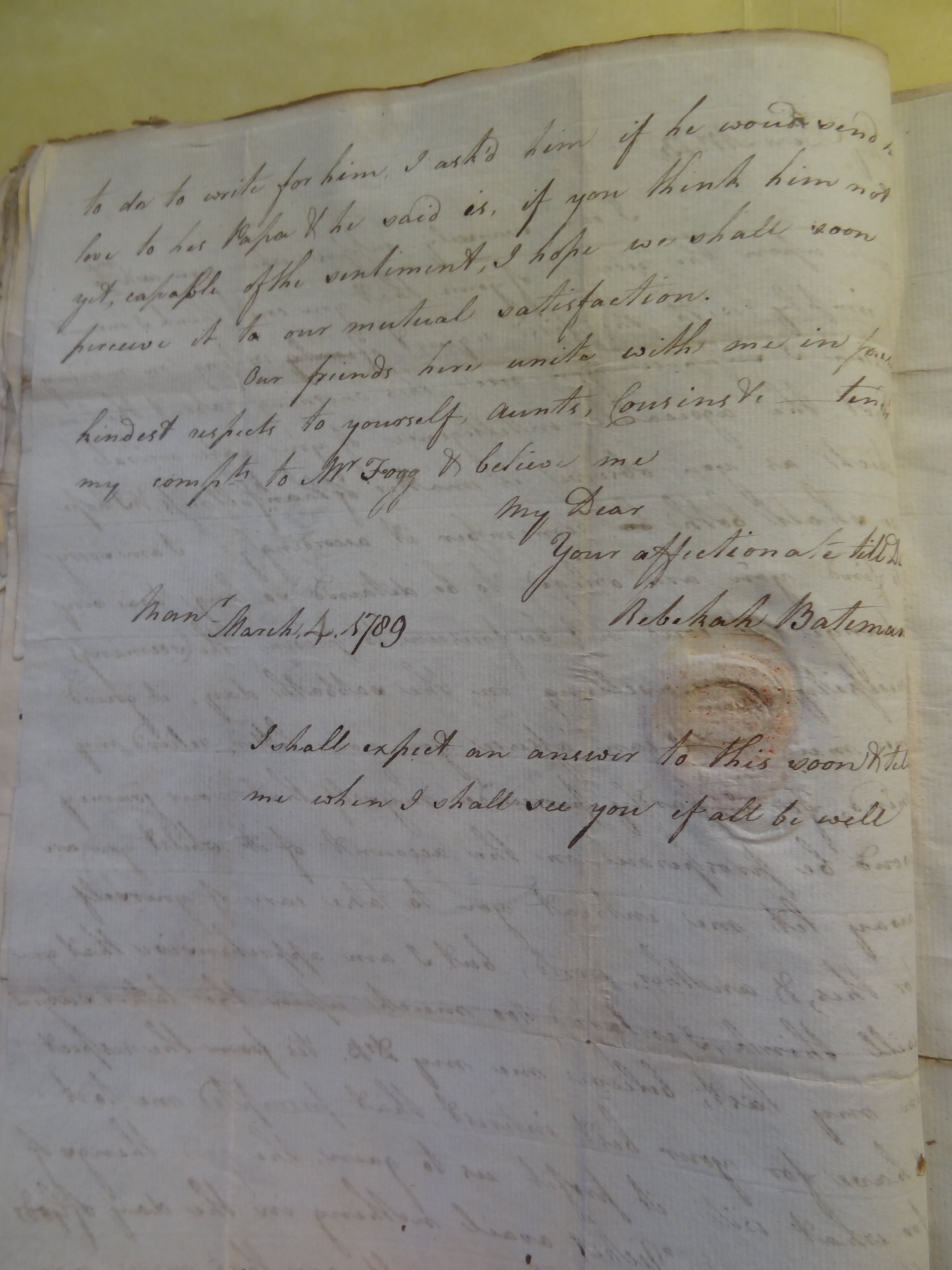 Image #2 of letter: Rebekah Bateman to Thomas Bateman, 4 March 1789