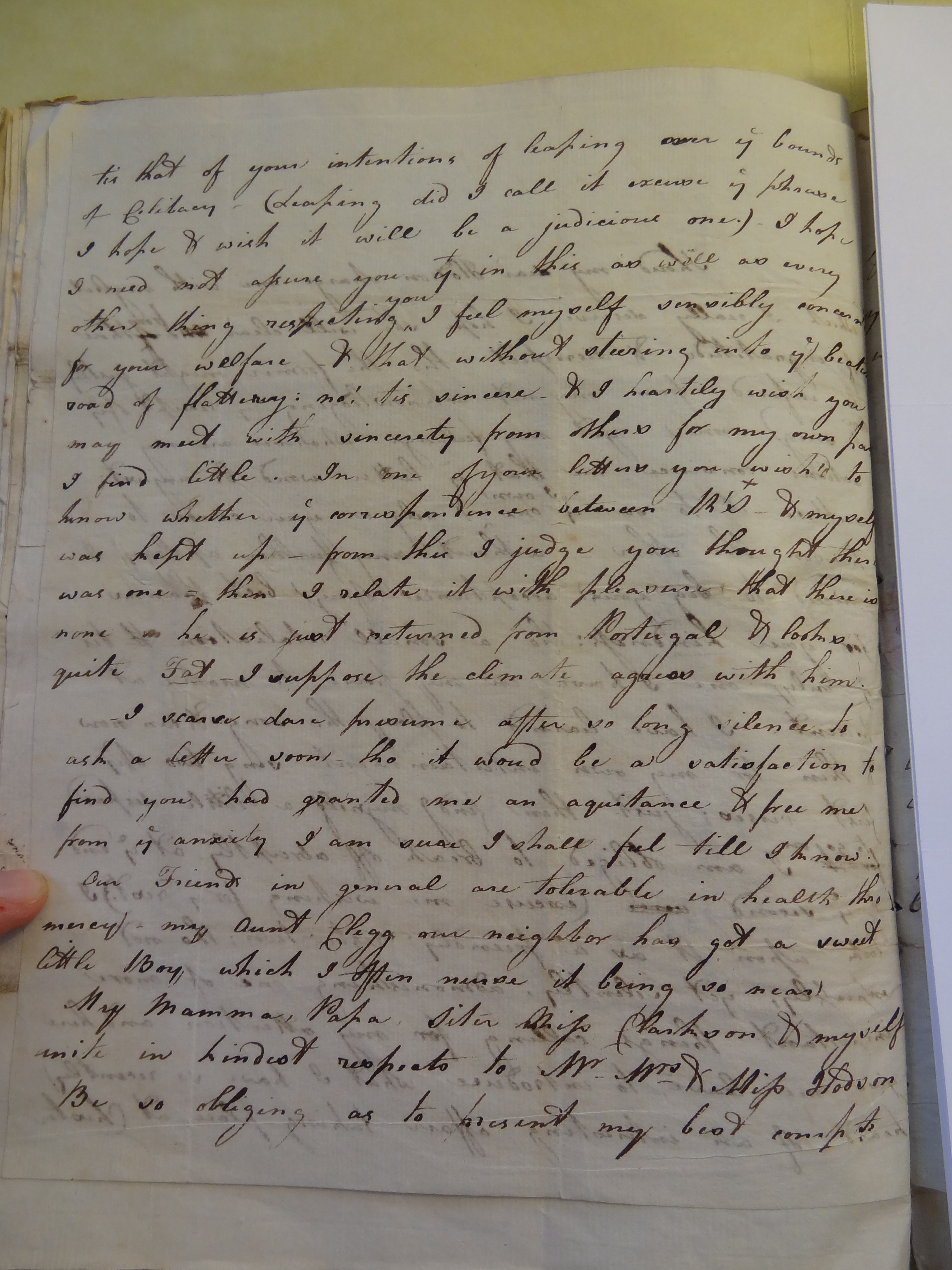 Image #2 of letter: Rebekah Bateman to Mary Jane Hodson, 4 March 1784