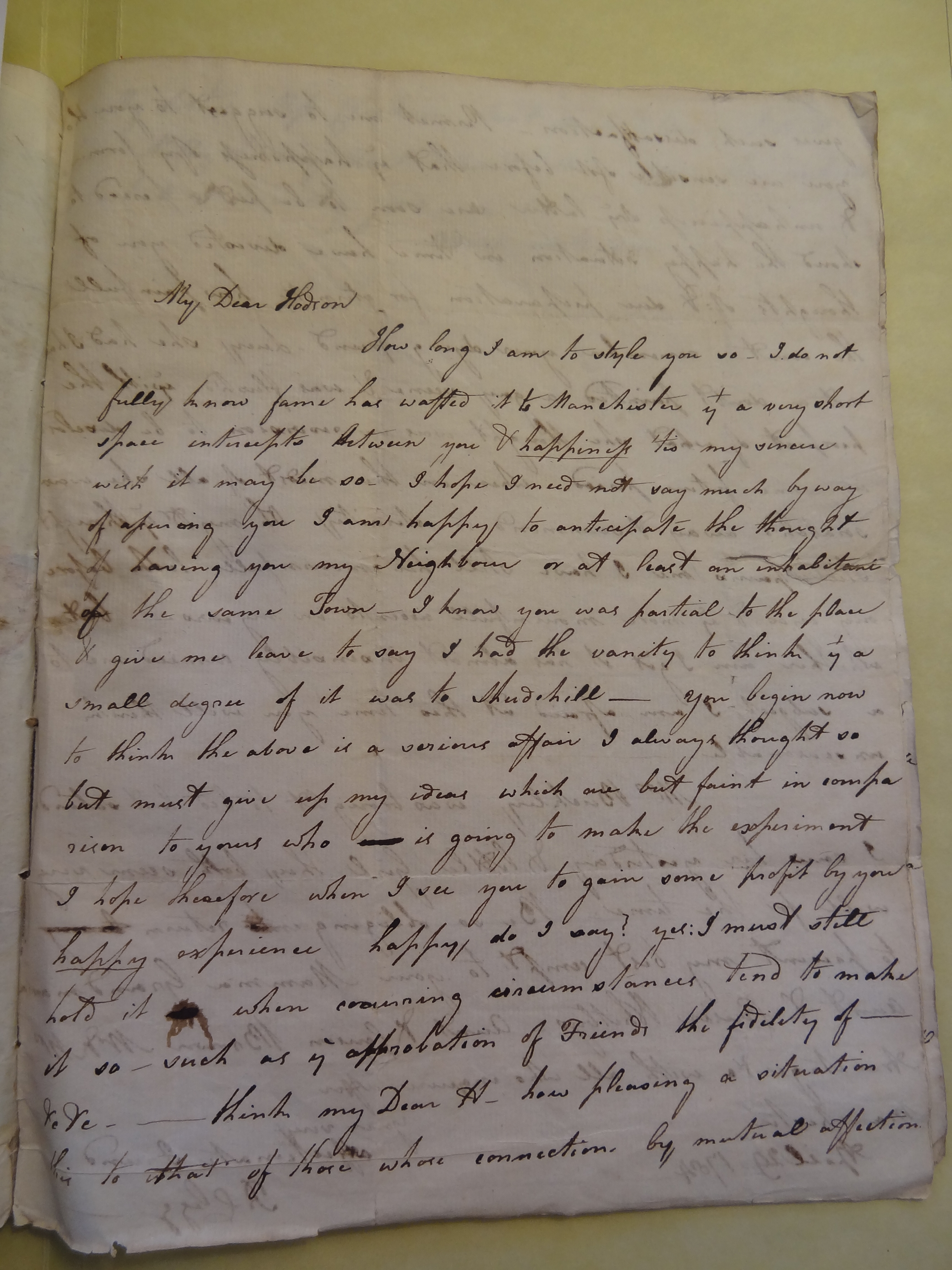 Image #1 of letter: Rebekah Bateman to Mary Jane Hodson, 29 April 1784