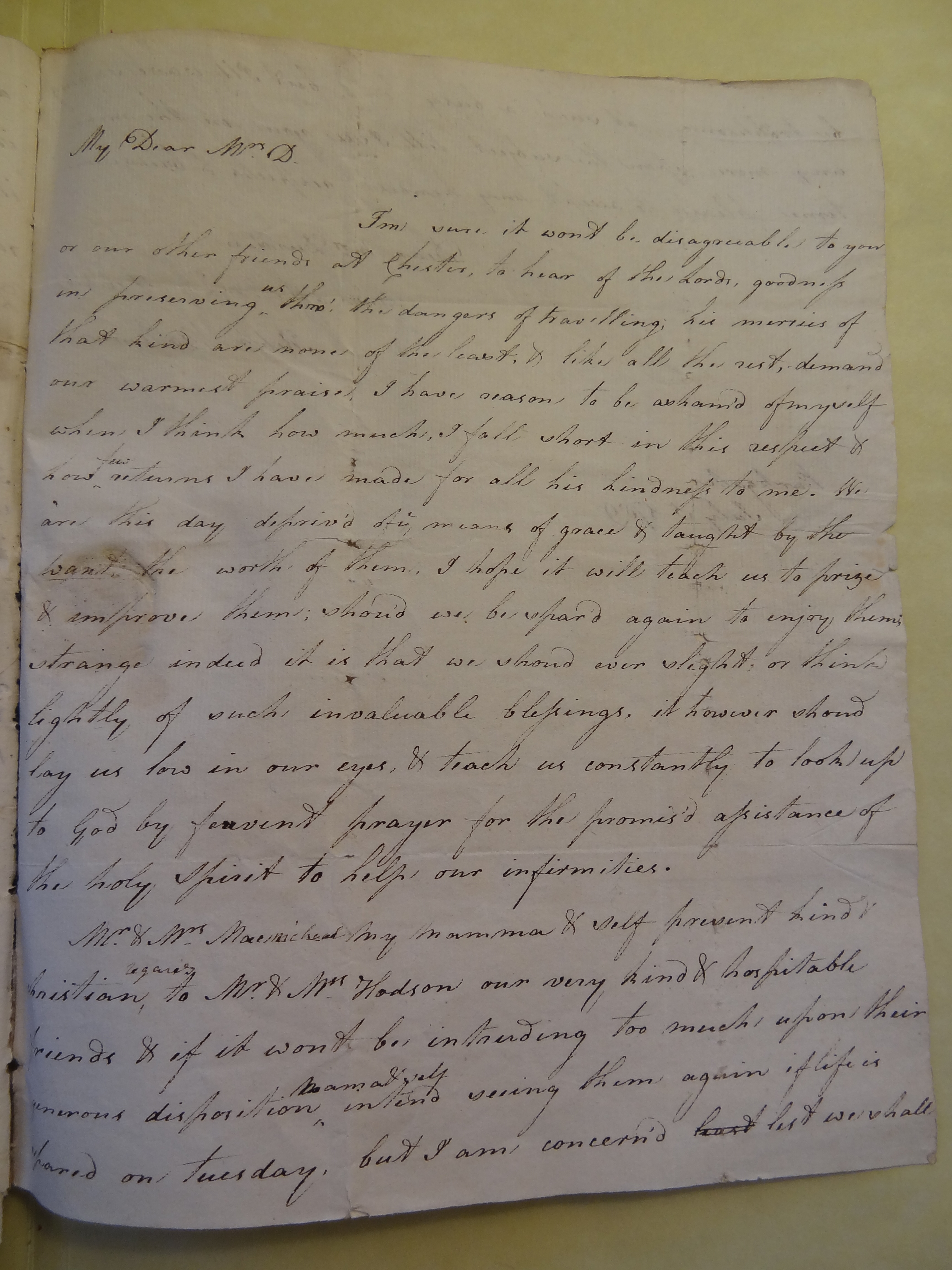 Image #1 of letter: Rebekah Bateman to Mary Jane Hodson, 5 July 1786