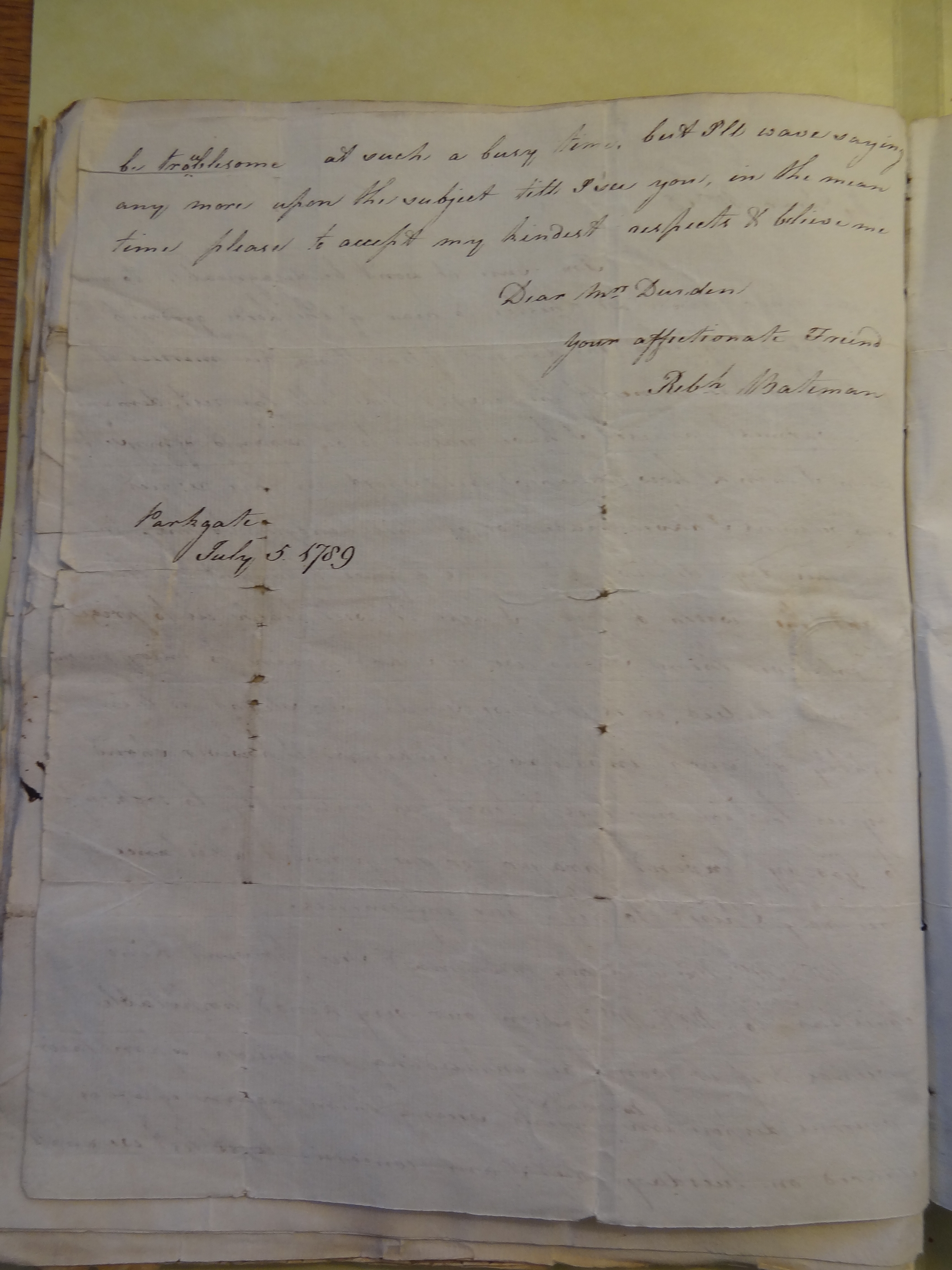 Image #2 of letter: Rebekah Bateman to Mary Jane Hodson, 5 July 1786