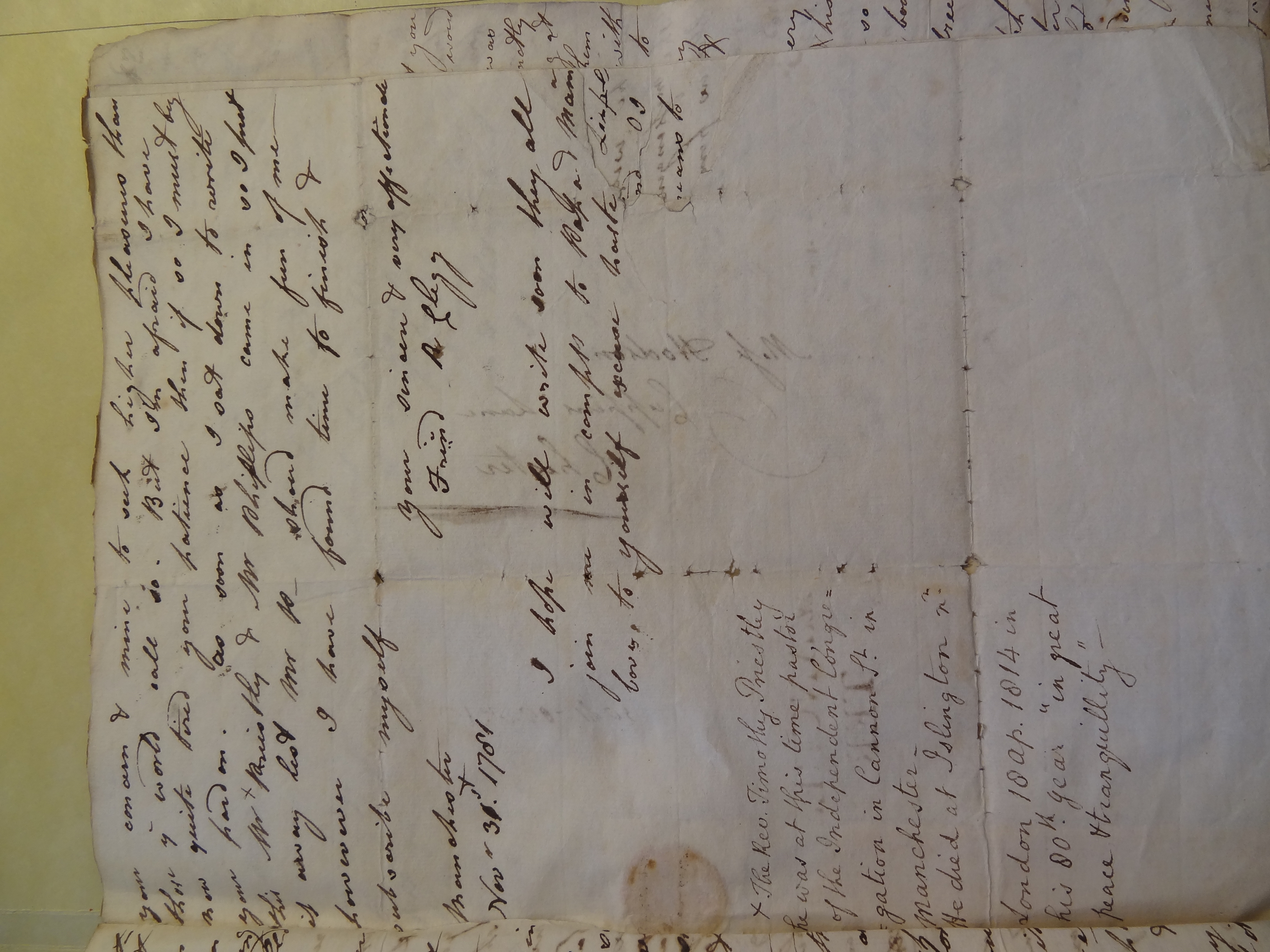 Image #3 of letter: Rebekah Bateman to Mary Jane Hodson, 31 November 1781