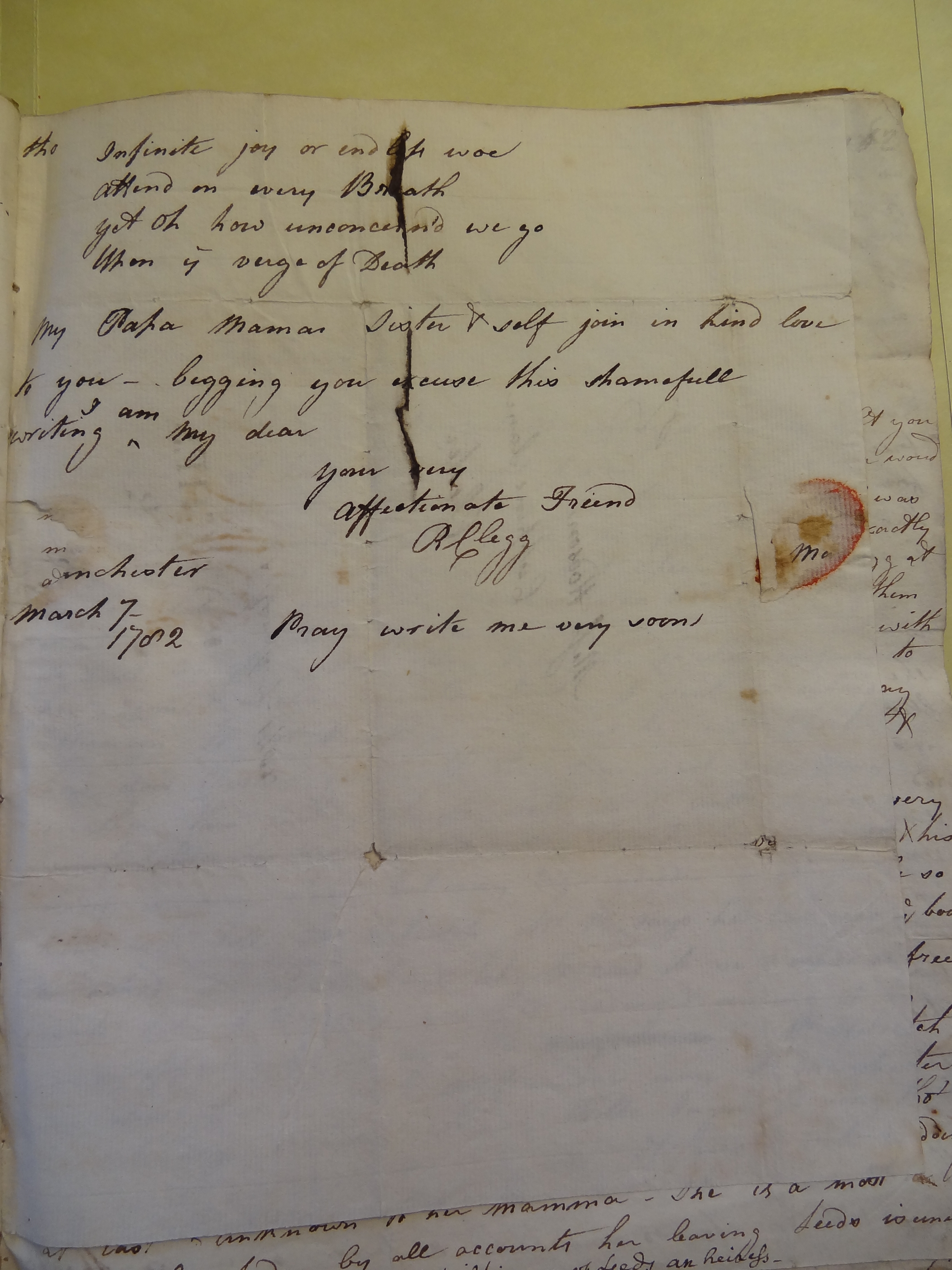 Image #3 of letter: Rebekah Bateman to Mary Jane Hodson, 7 March 1782