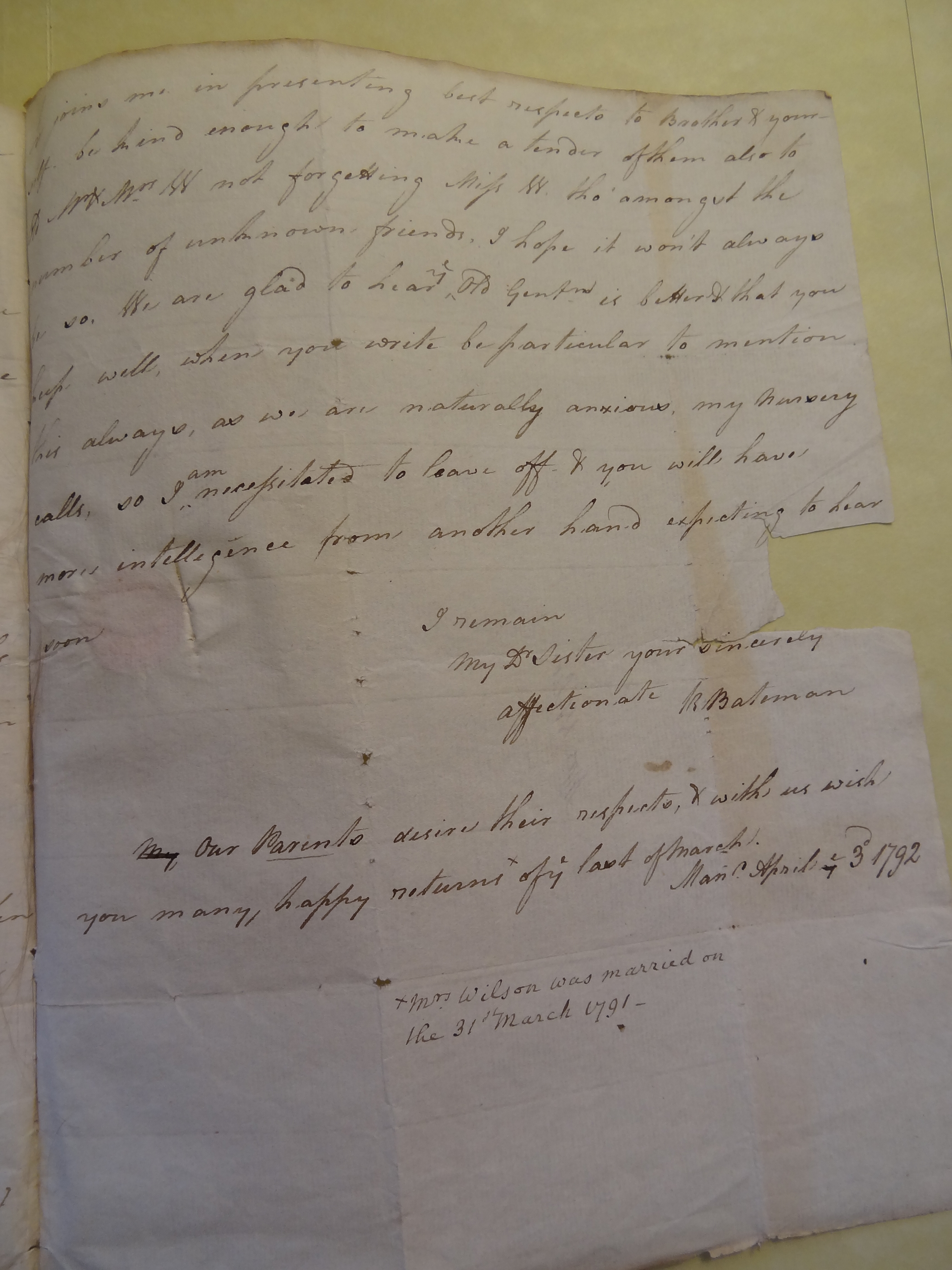 Image #3 of letter: Rebekah Bateman to Elizabeth Wilson, 3 April 1792