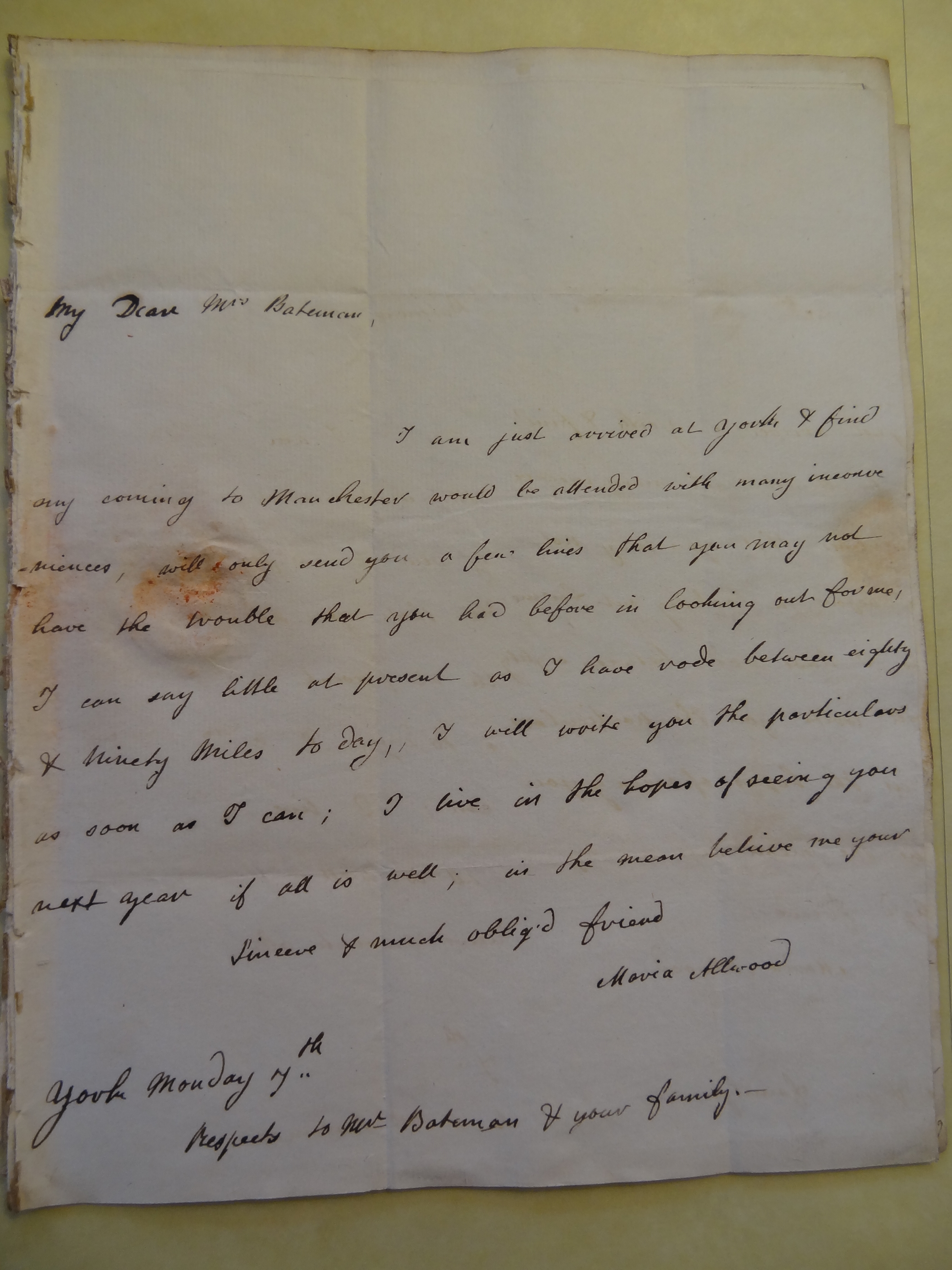 Image #1 of letter: Anna Allwood to Rebekah Bateman, 7th undated