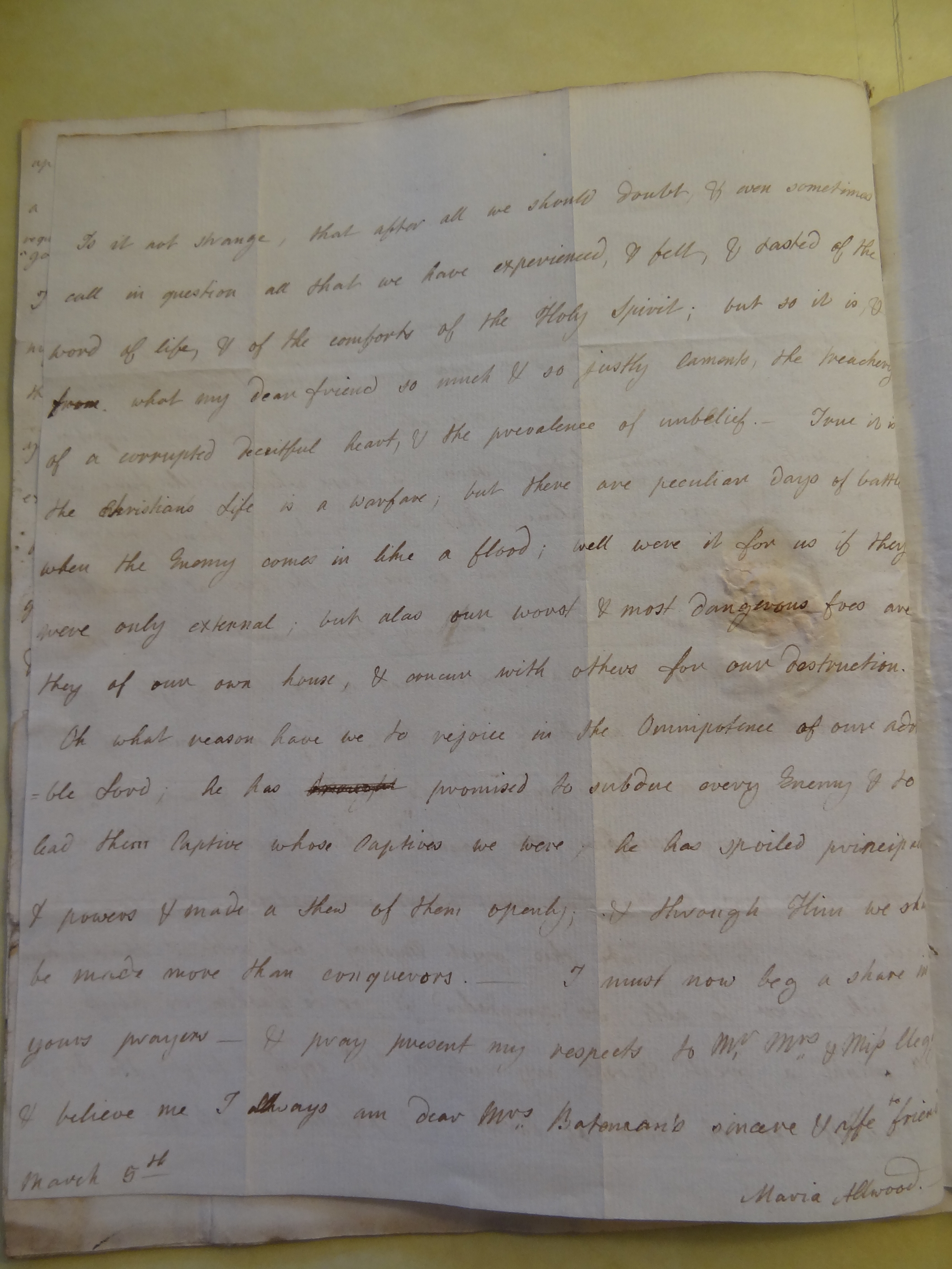 Image #2 of letter: Anna Allwood to Rebekah Bateman, 5 March