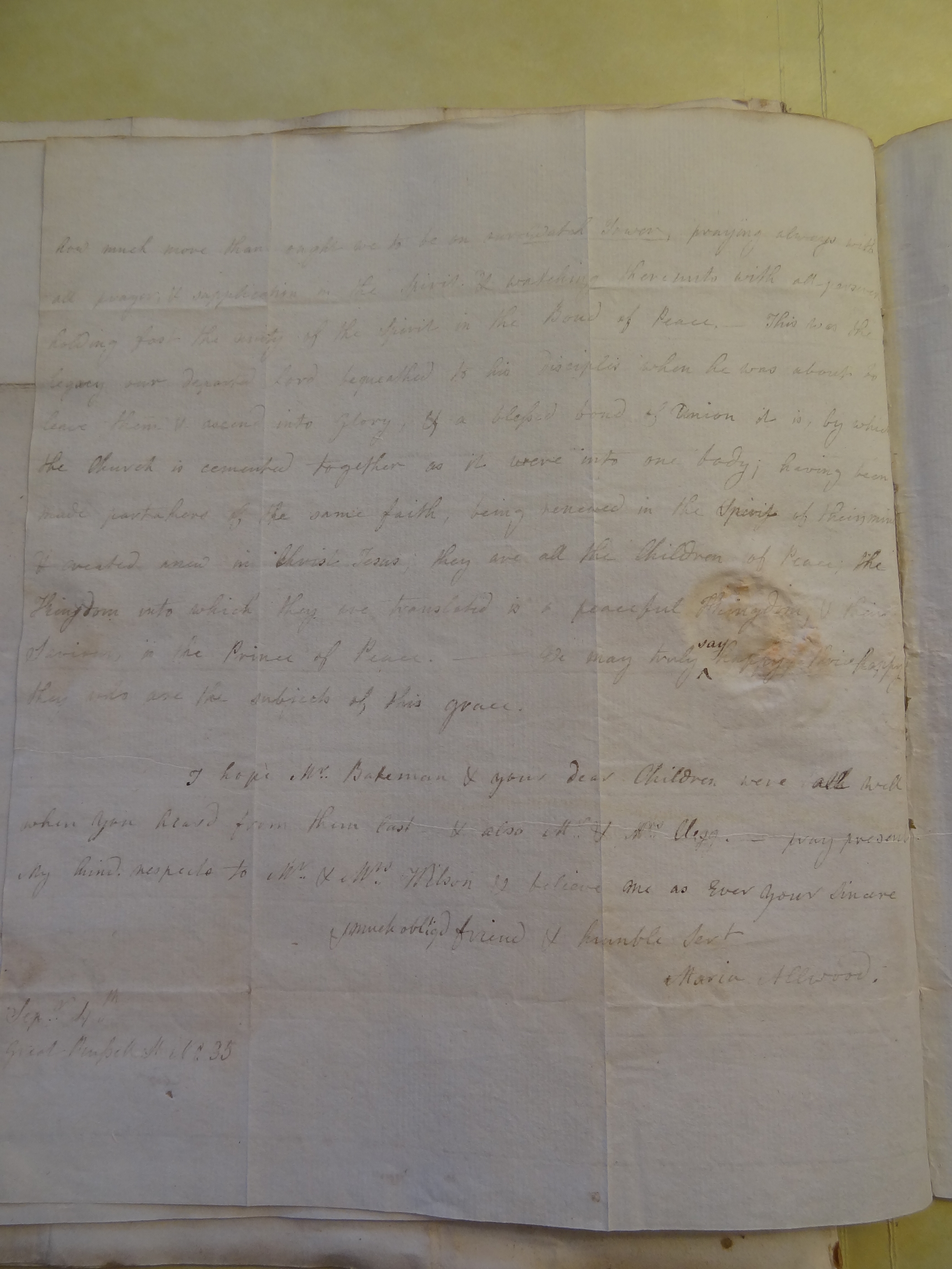Image #2 of letter: Anna Allwood to Rebekah Bateman, 4 September