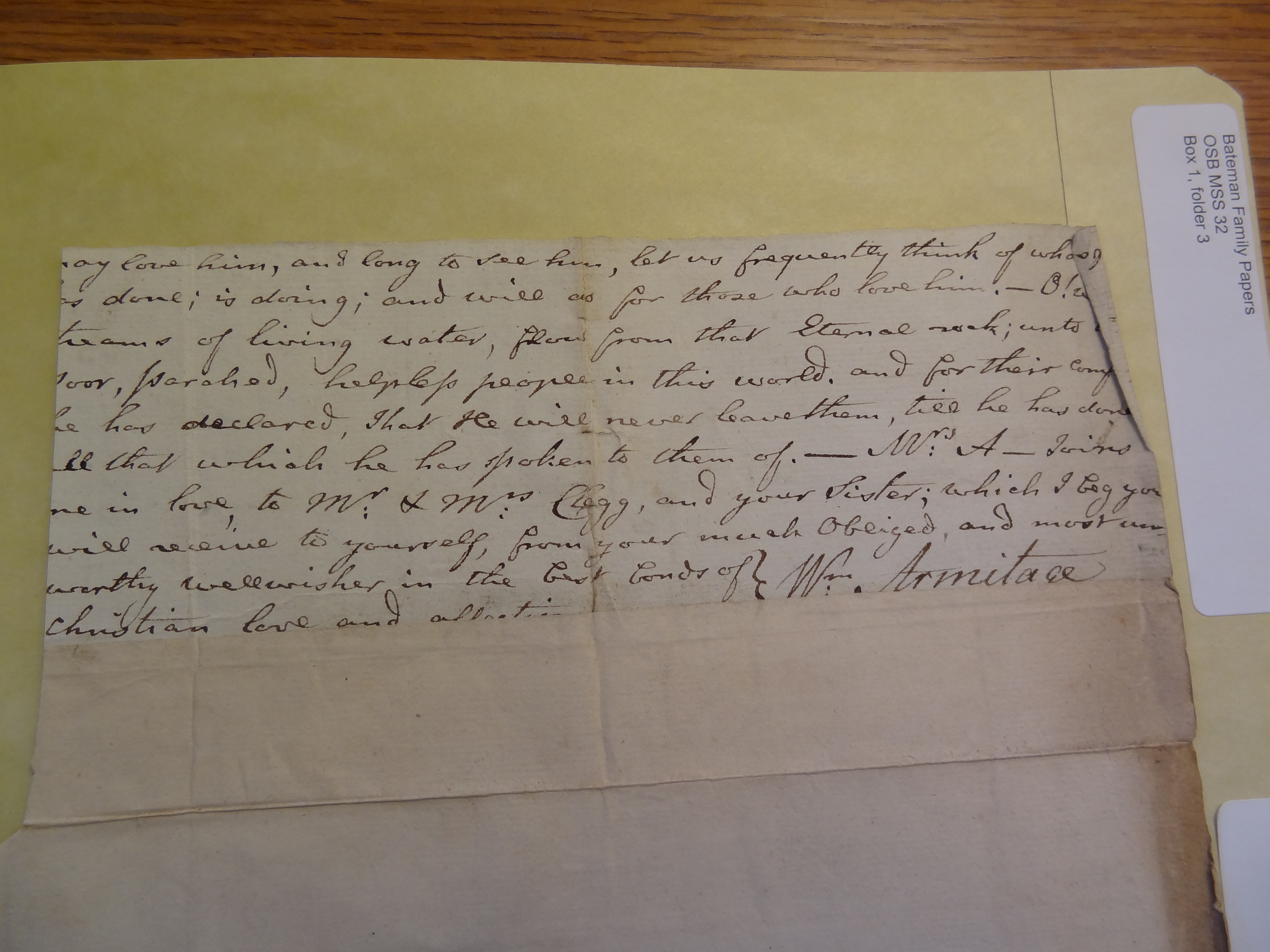 Image #2 of letter: William Armitage to Rebekah Bateman, 20 December 1790