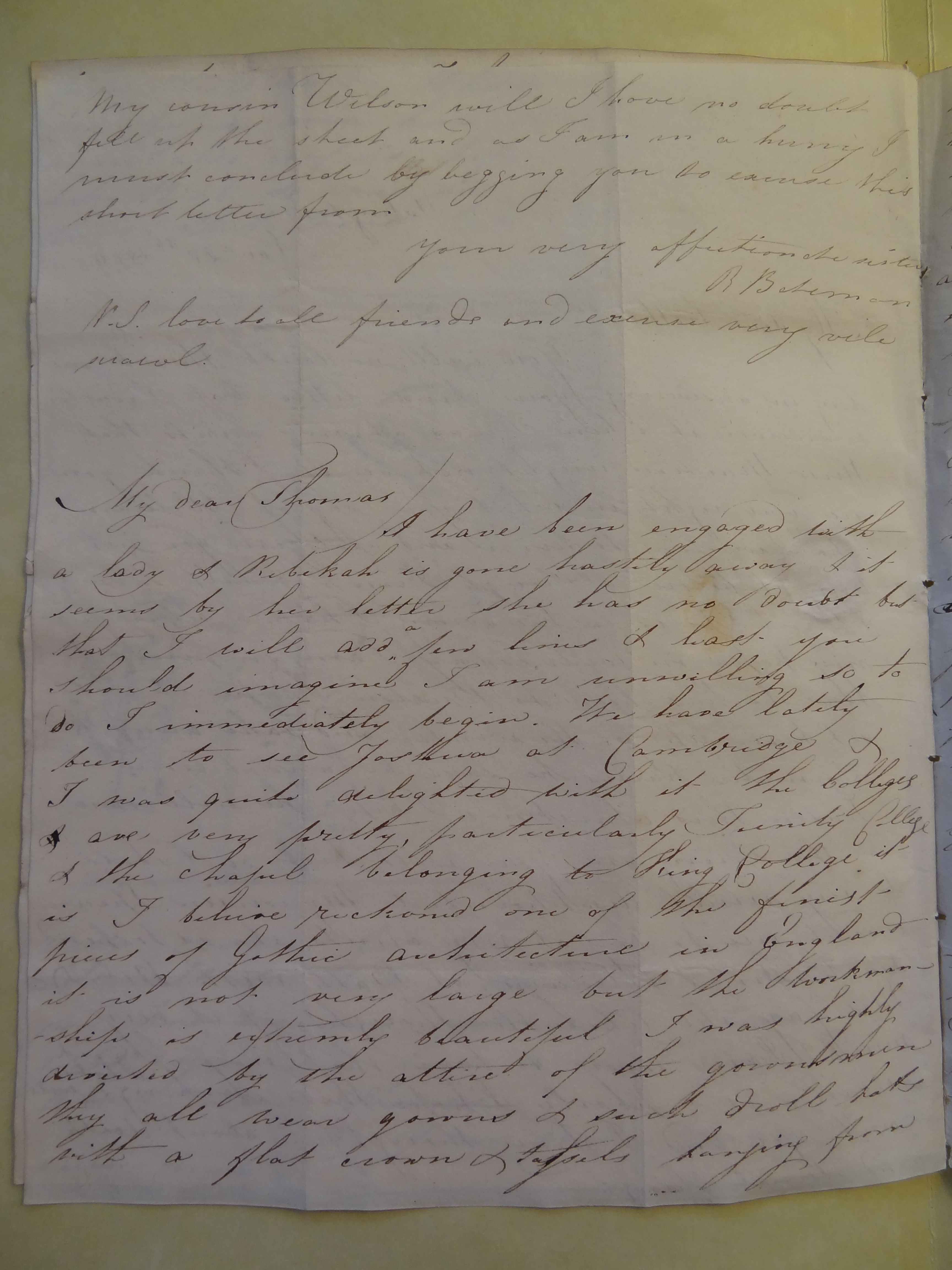 Image #2 of letter: Rebekah Hope to Thomas Bateman (junior), 20 November 1809