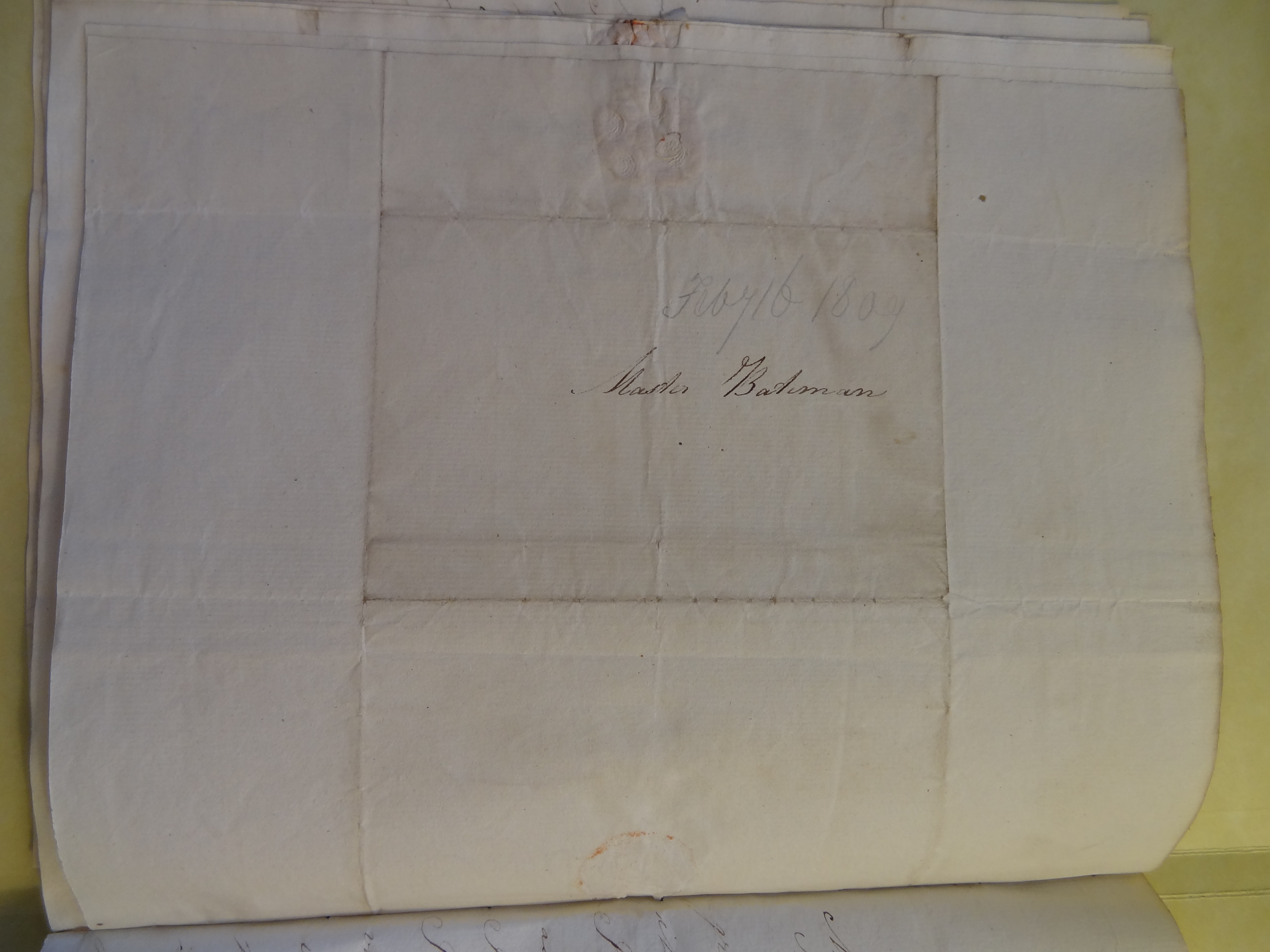Image #3 of letter: Rebekah Hope to Thomas Bateman Jnr, 16 February 1809