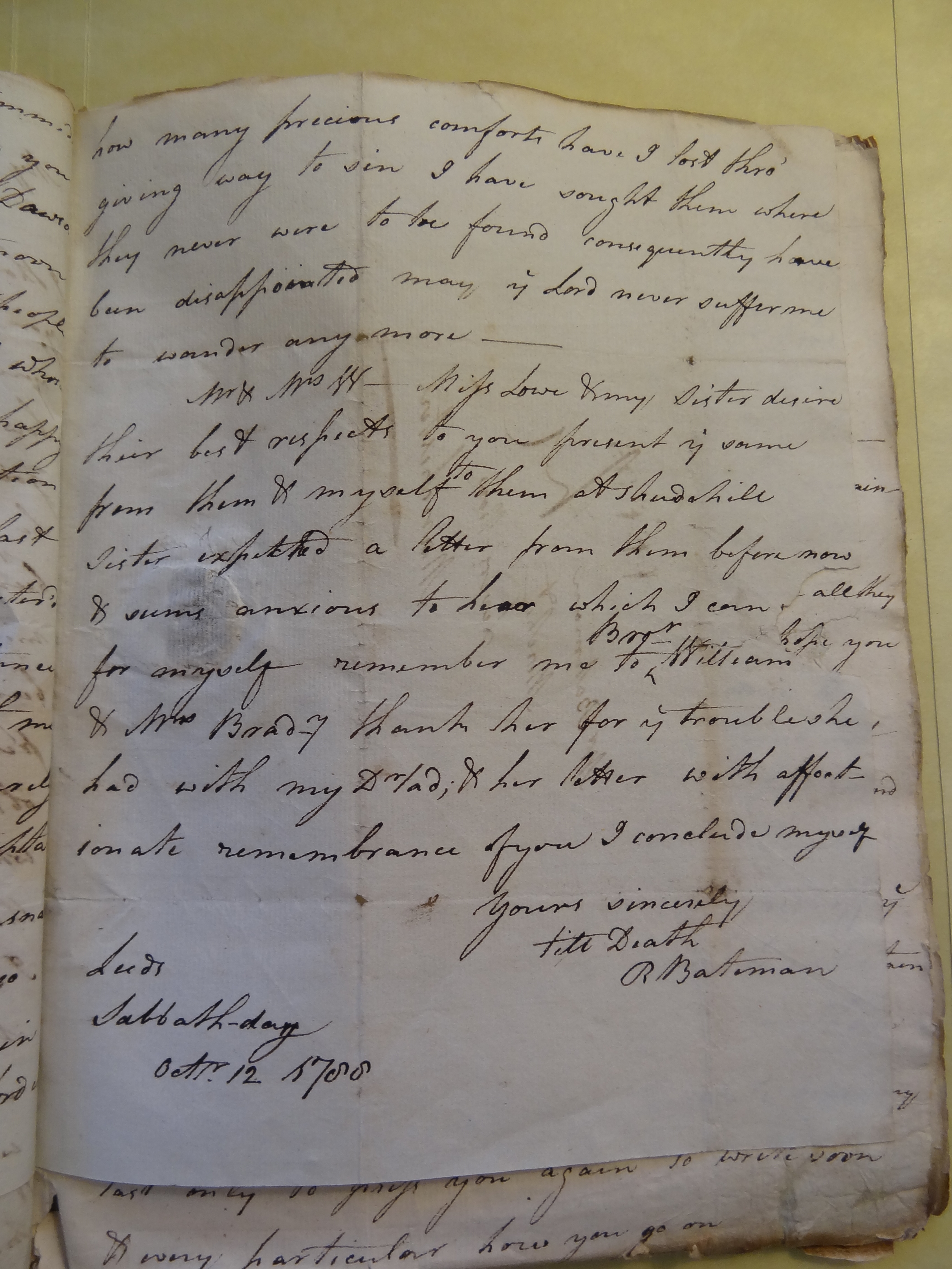 Image #3 of letter: Rebekah Bateman to Thomas Bateman, 12 October 1788
