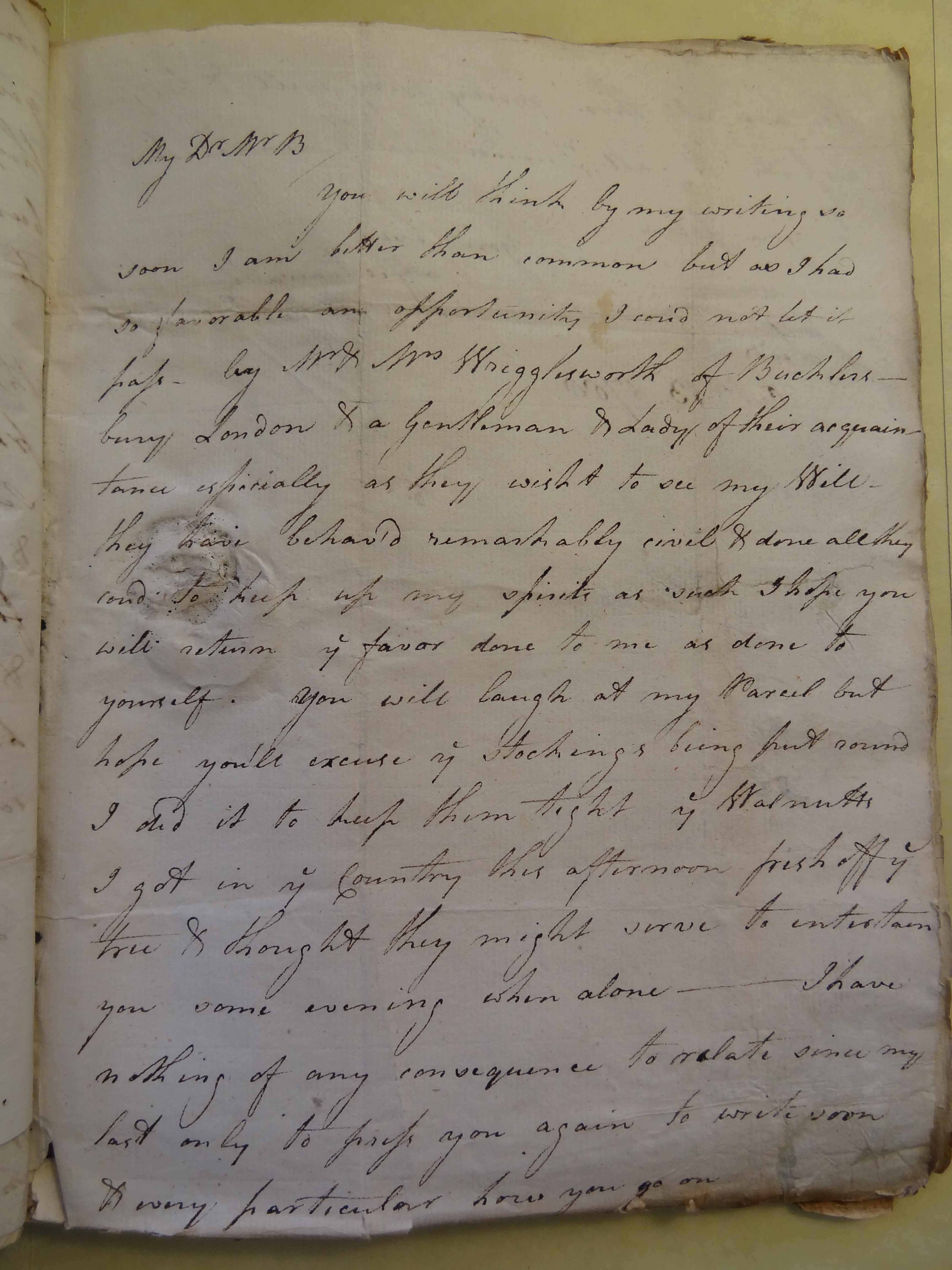 Image #1 of letter: Rebekah Bateman to Thomas Bateman, 13 October 1788