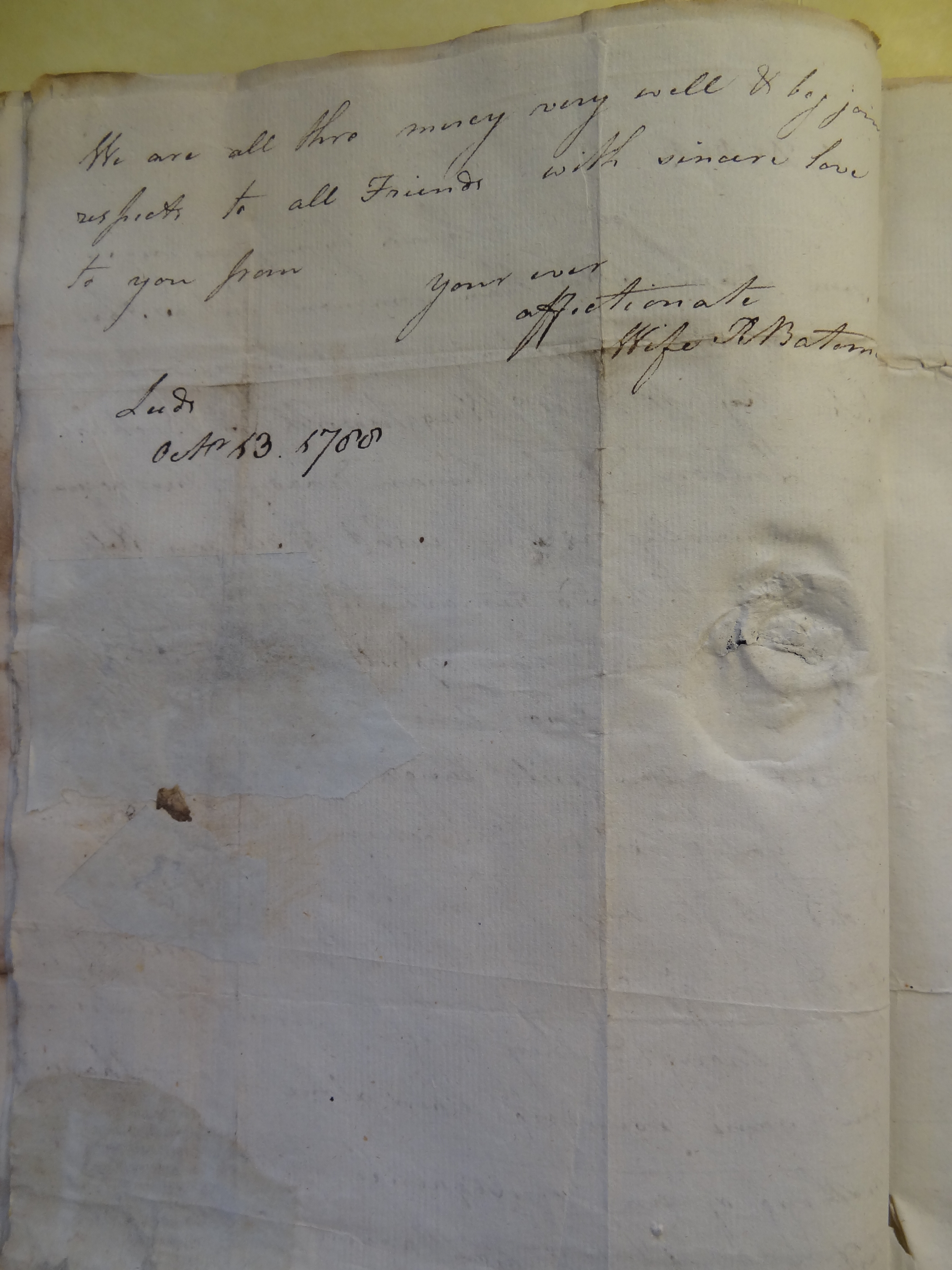 Image #2 of letter: Rebekah Bateman to Thomas Bateman, 13 October 1788
