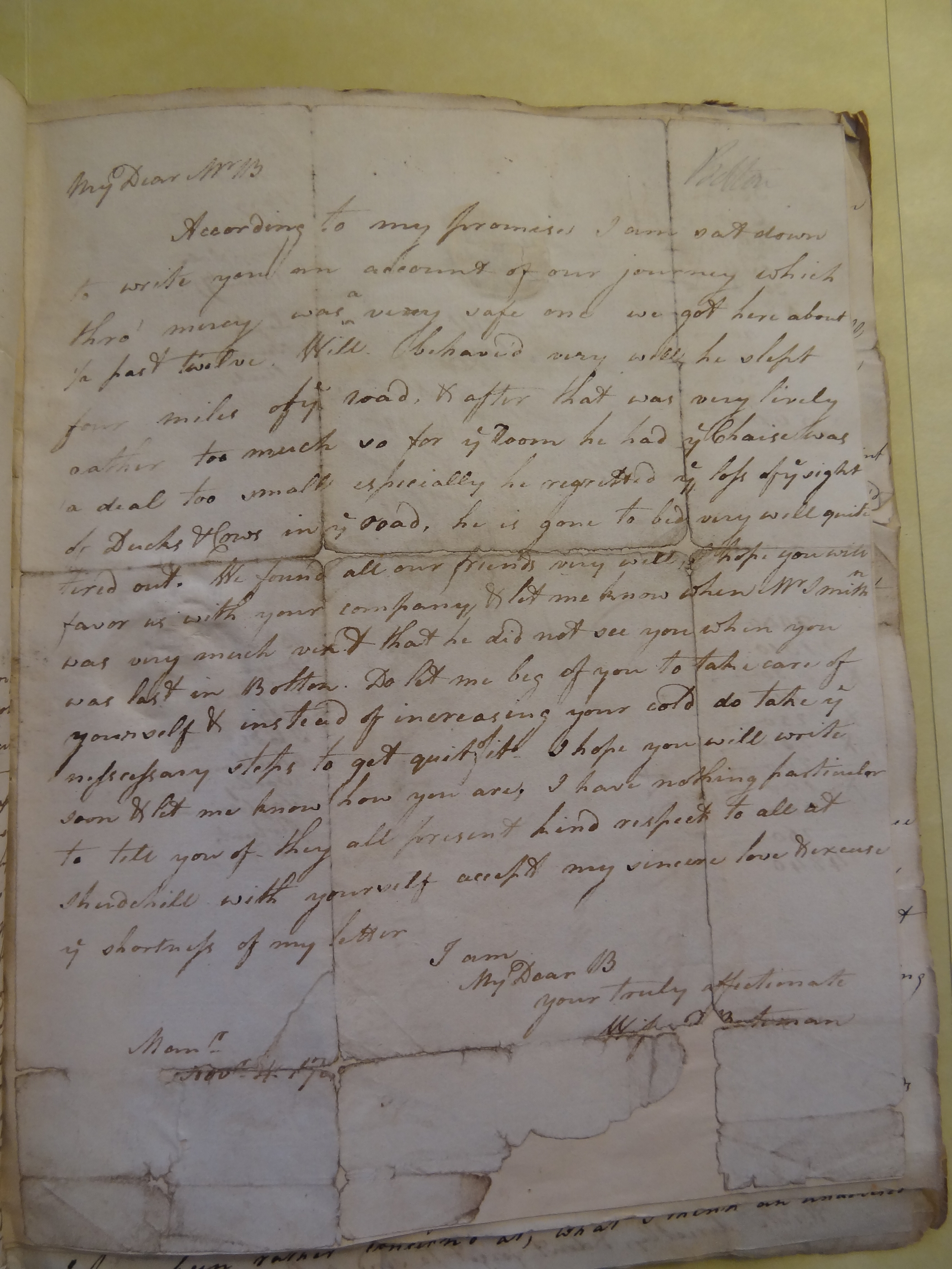 Image #1 of letter: Rebekah Bateman to Thomas Bateman, 4 November 1788