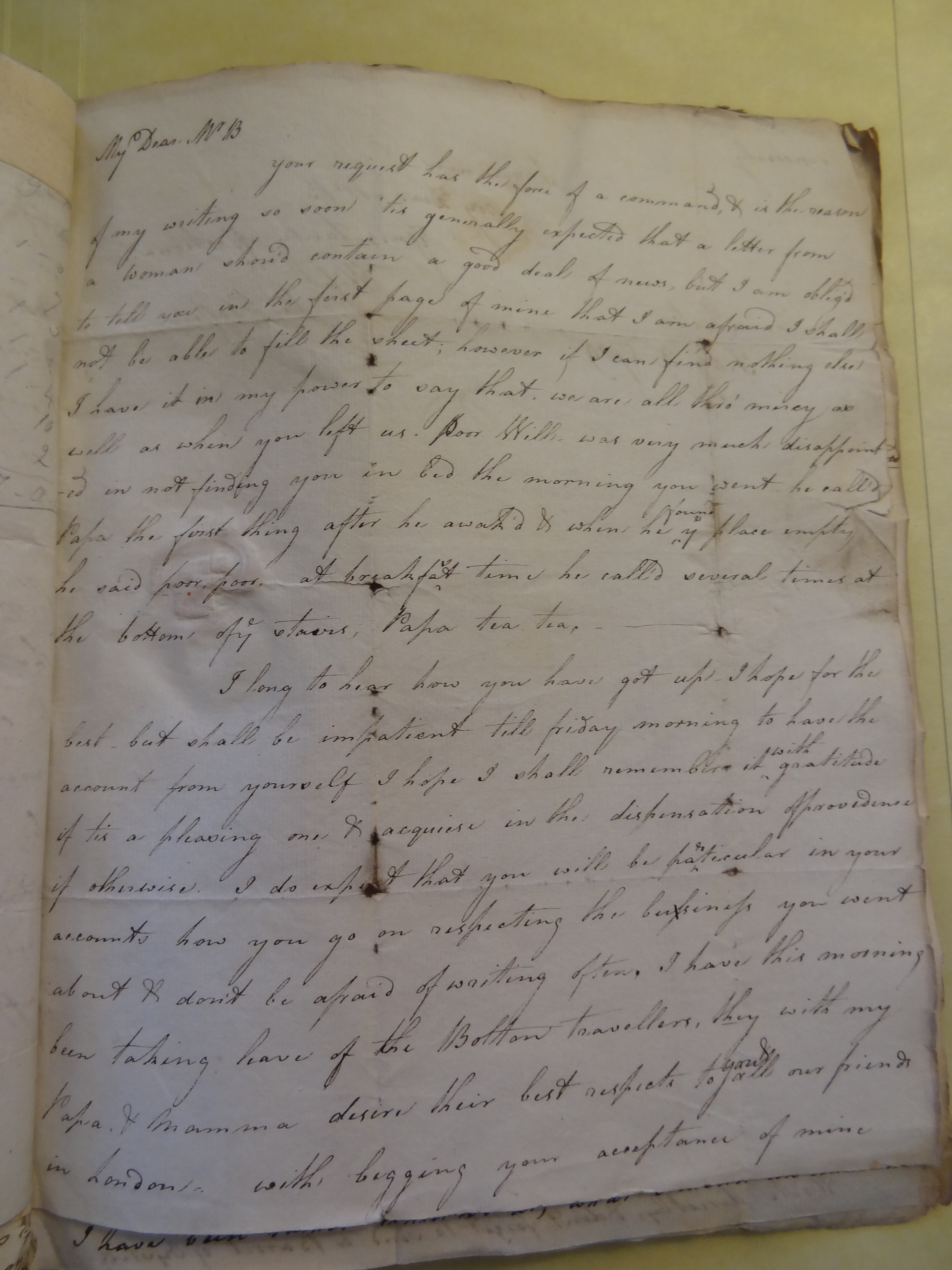 Image #1 of letter: Rebekah Bateman to Thomas Bateman, 3 February 1789