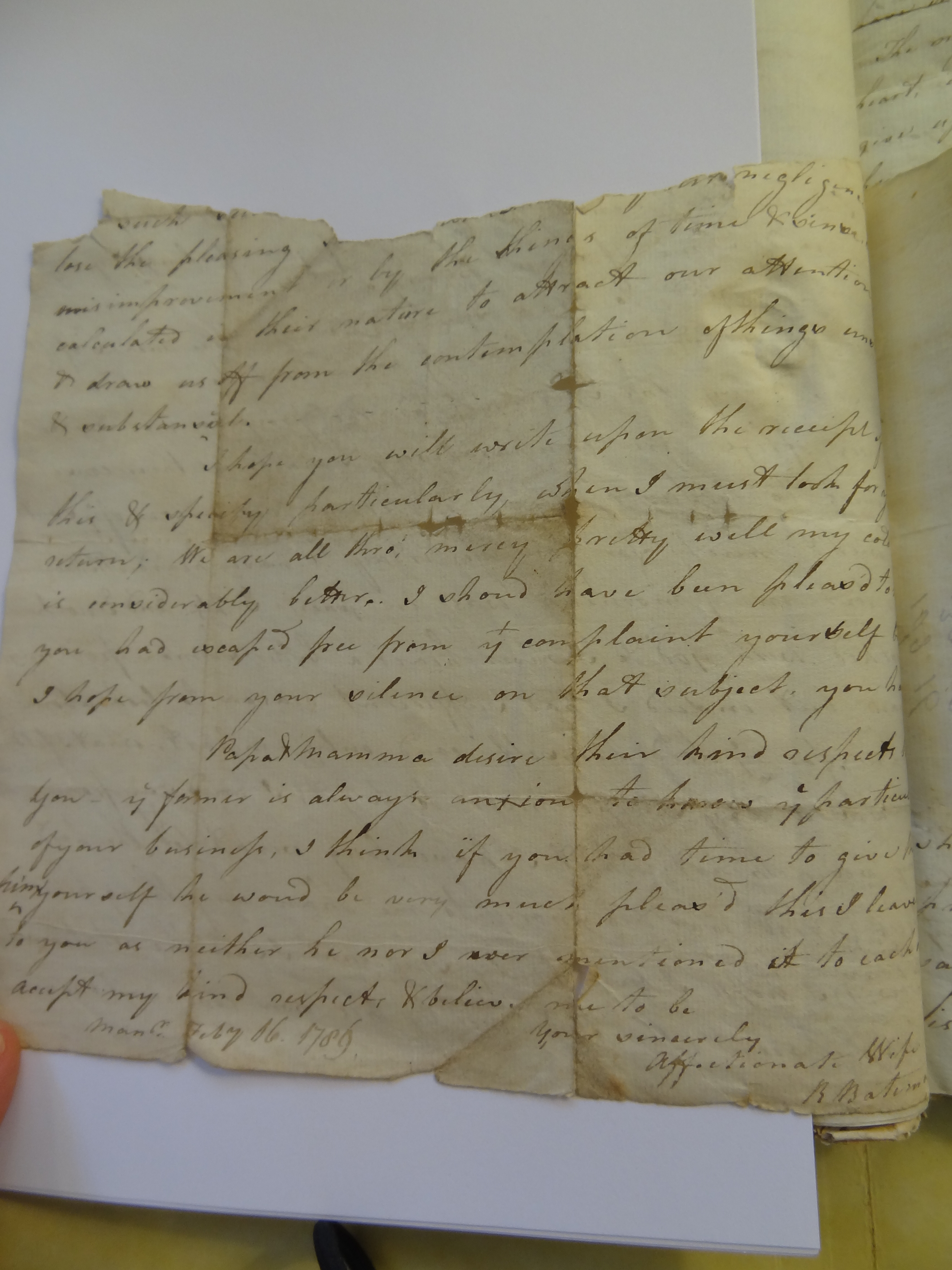 Image #2 of letter: Rebekah Bateman to Thomas Bateman, 16 February 1789