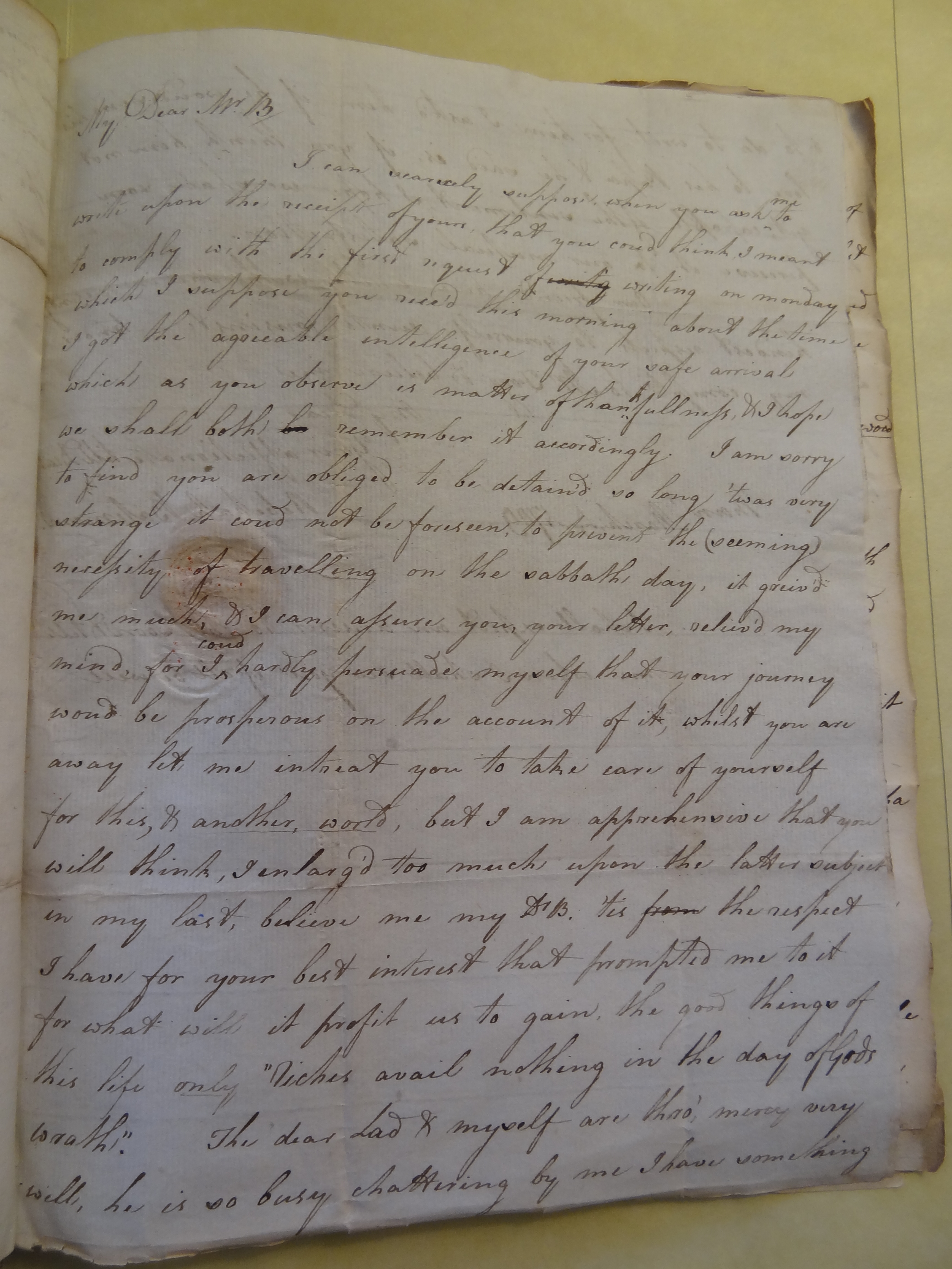 Image #1 of letter: Rebekah Bateman to Thomas Bateman, 4 March 1789