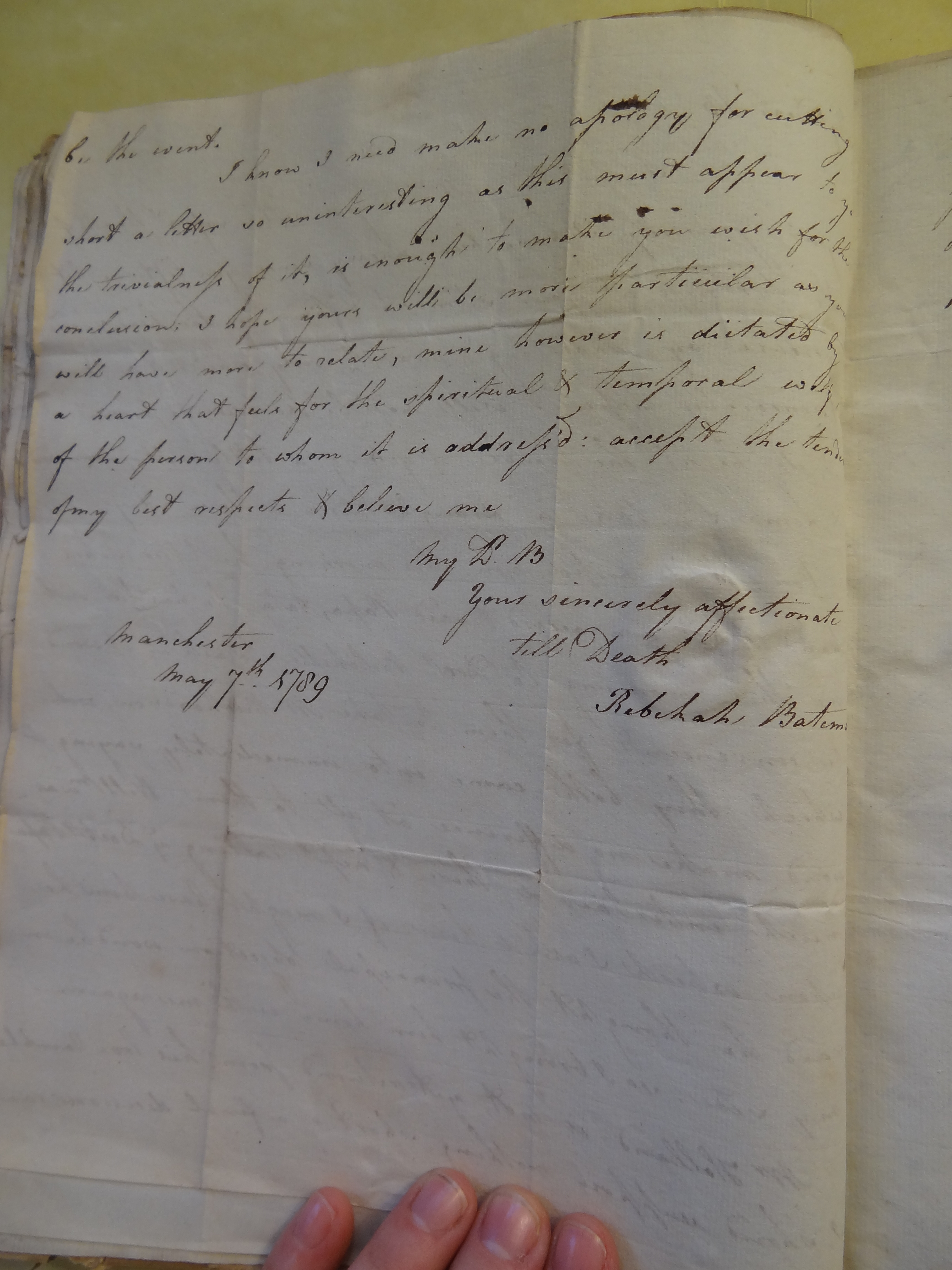 Image #2 of letter: Rebekah Bateman to Thomas Bateman, 7 May 1789