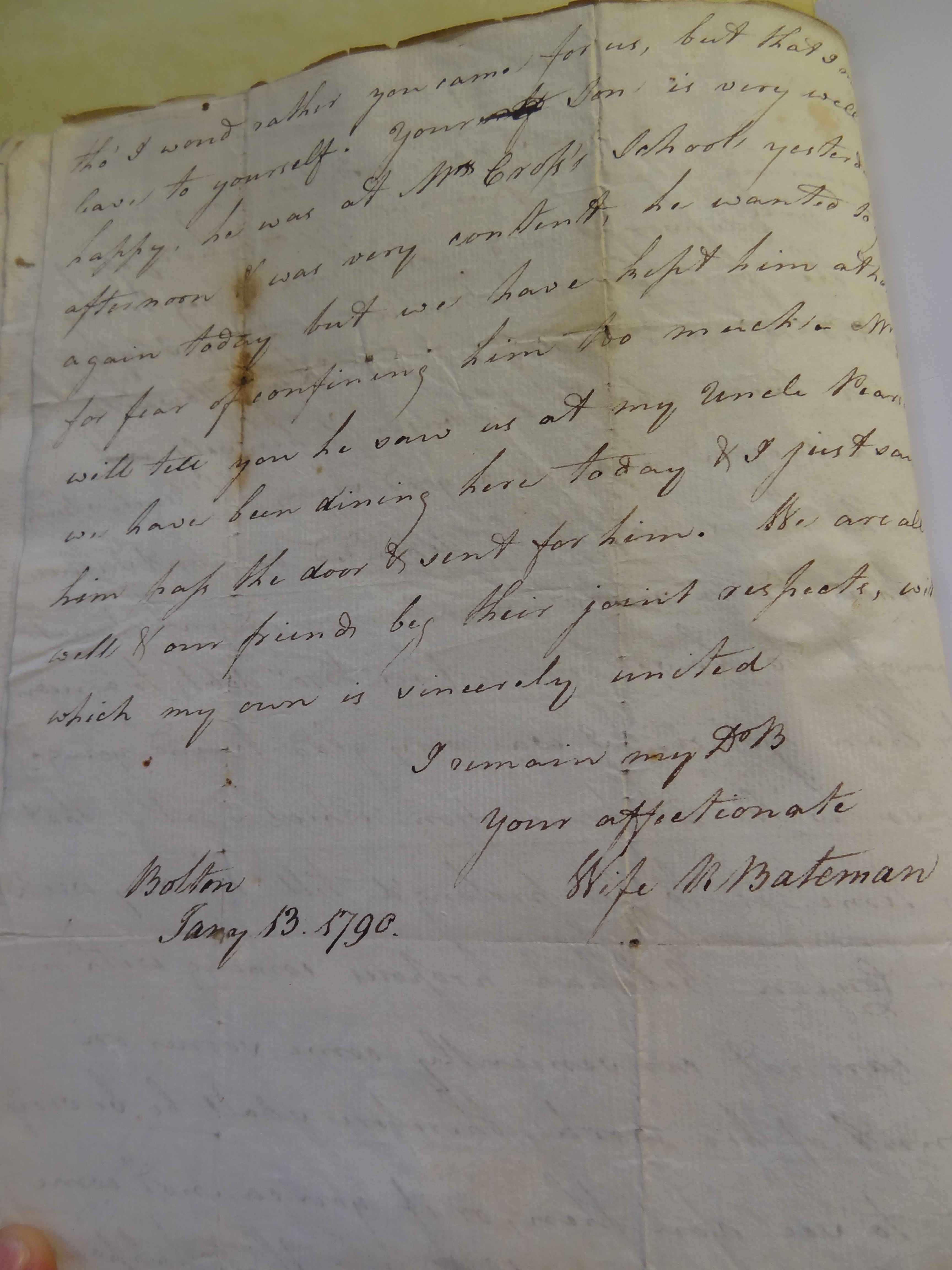 Image #2 of letter: Rebekah Bateman to Thomas Bateman, 13 January 1790