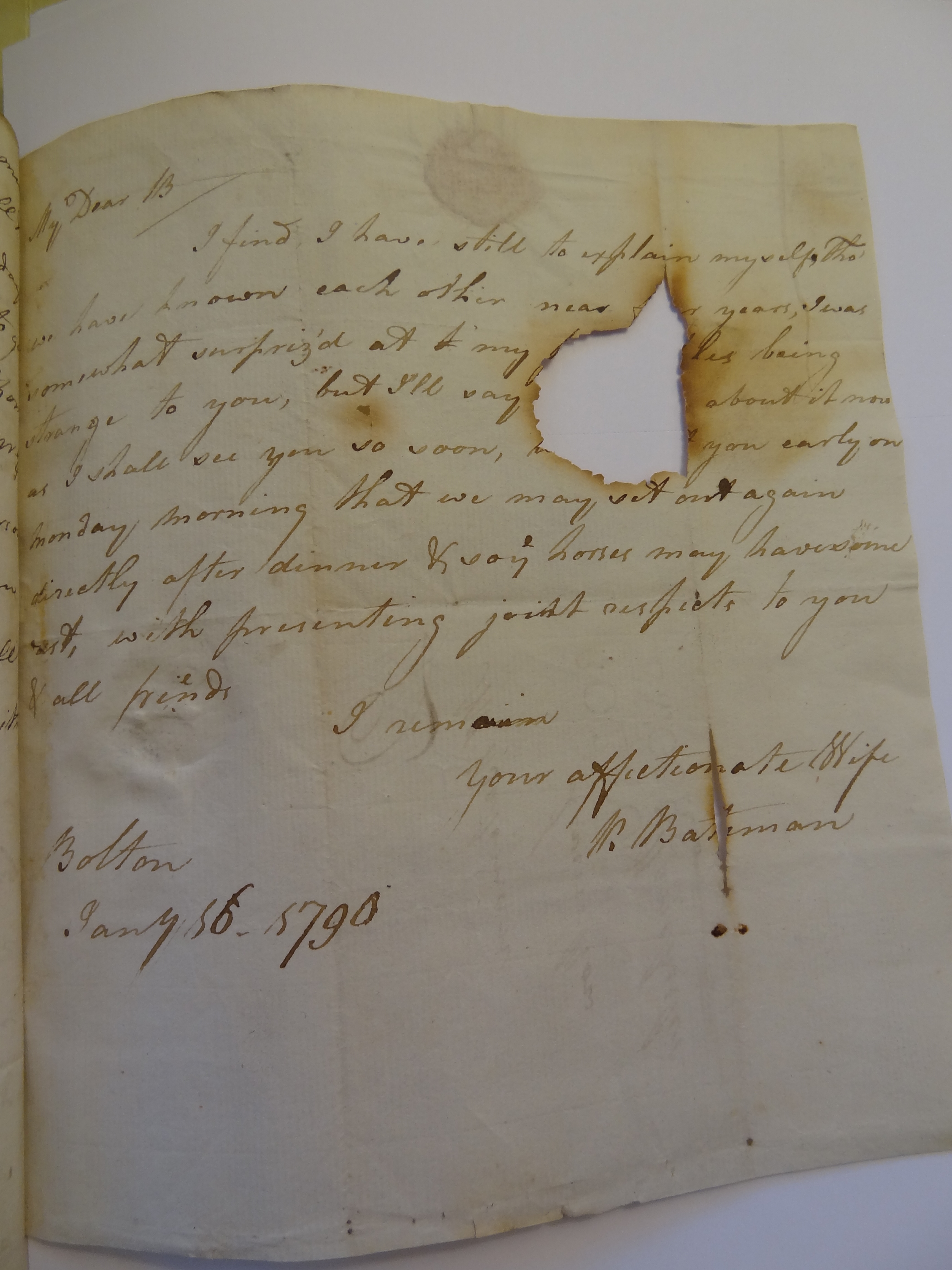 Image #1 of letter: Rebekah Bateman to Thomas Bateman, 16 January 1790