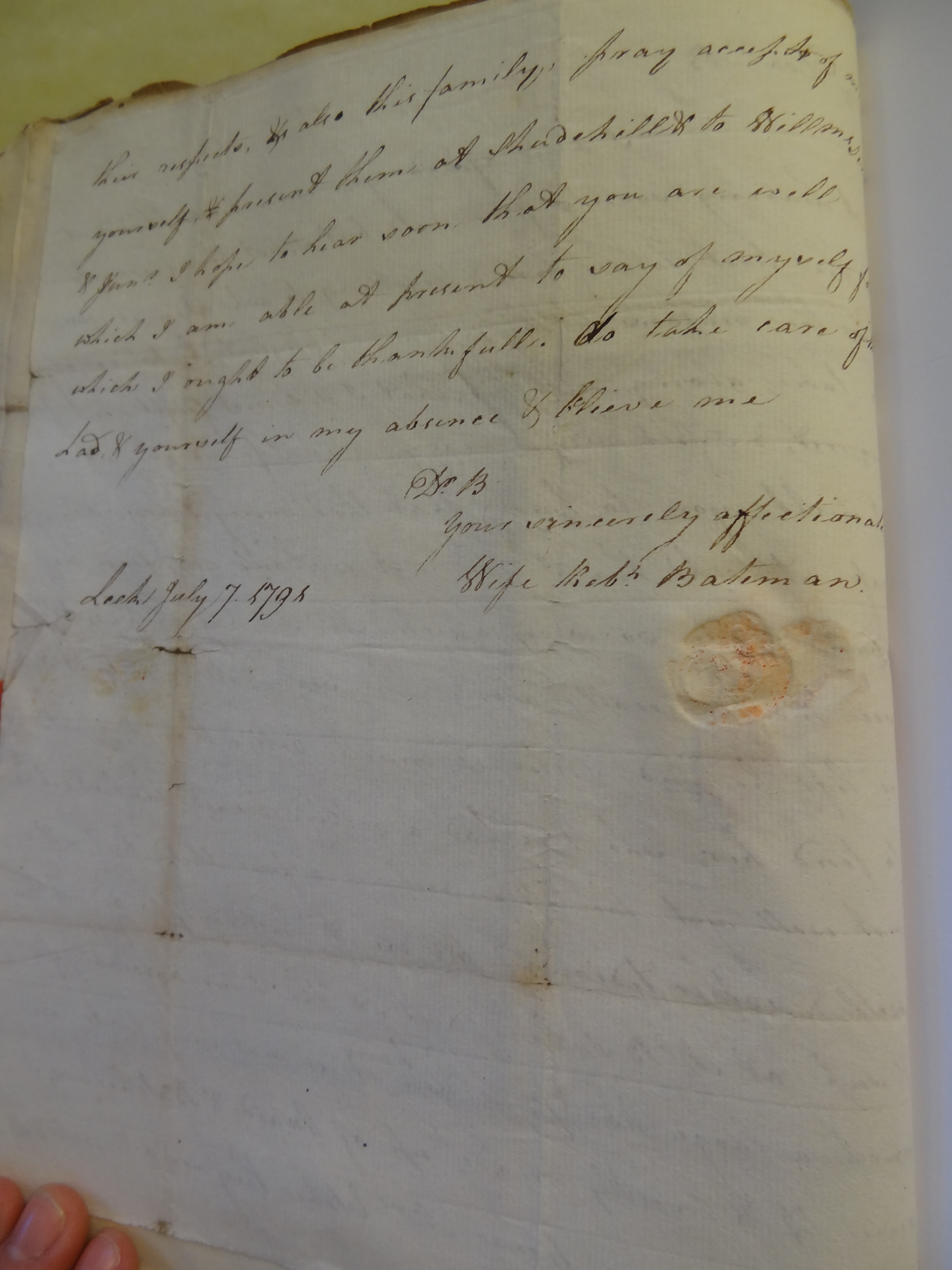 Image #2 of letter: Rebekah Bateman to Thomas Bateman, 7 July 1791