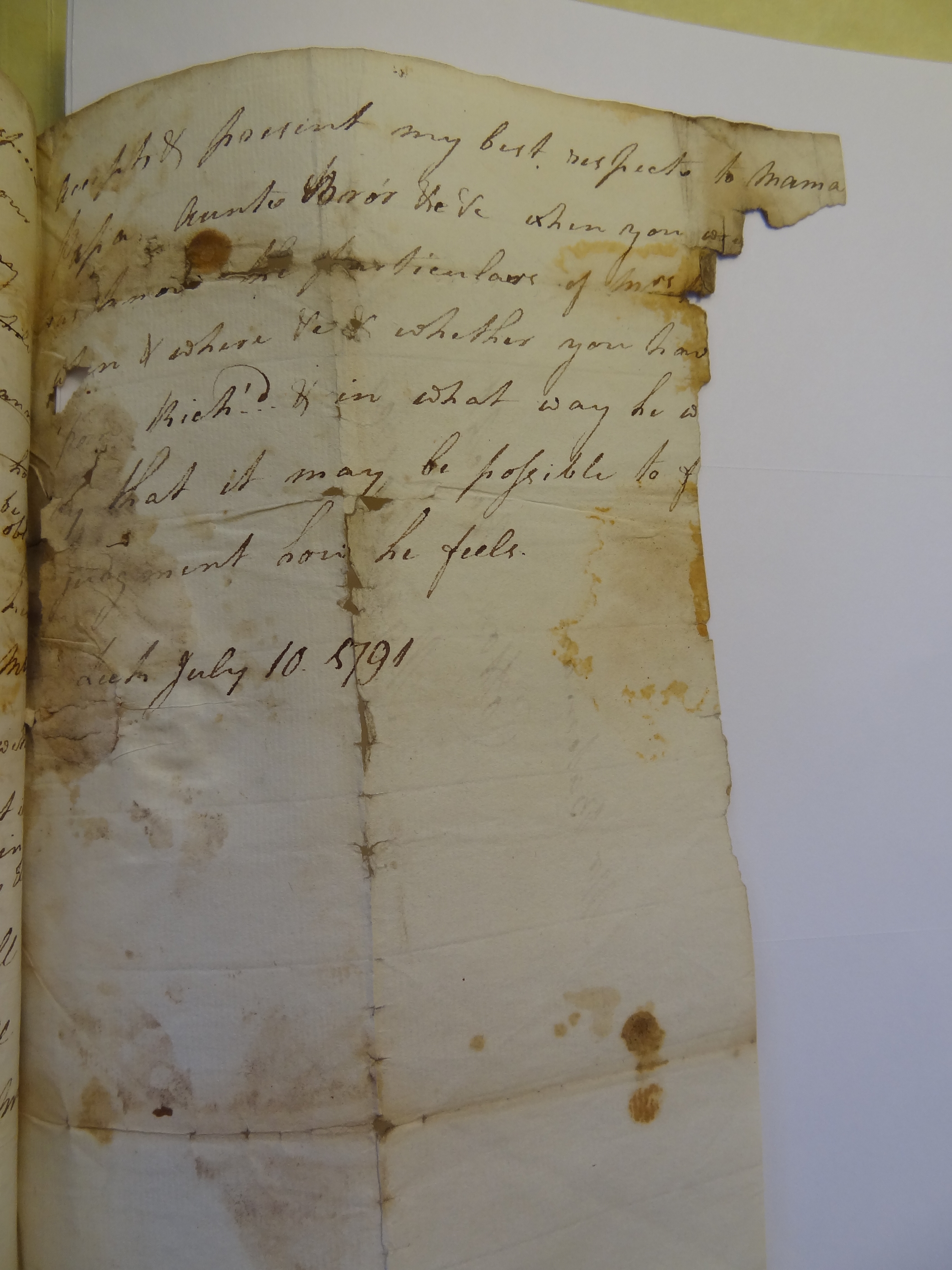 Image #3 of letter: Rebekah Bateman to Thomas Bateman, 10 July 1791