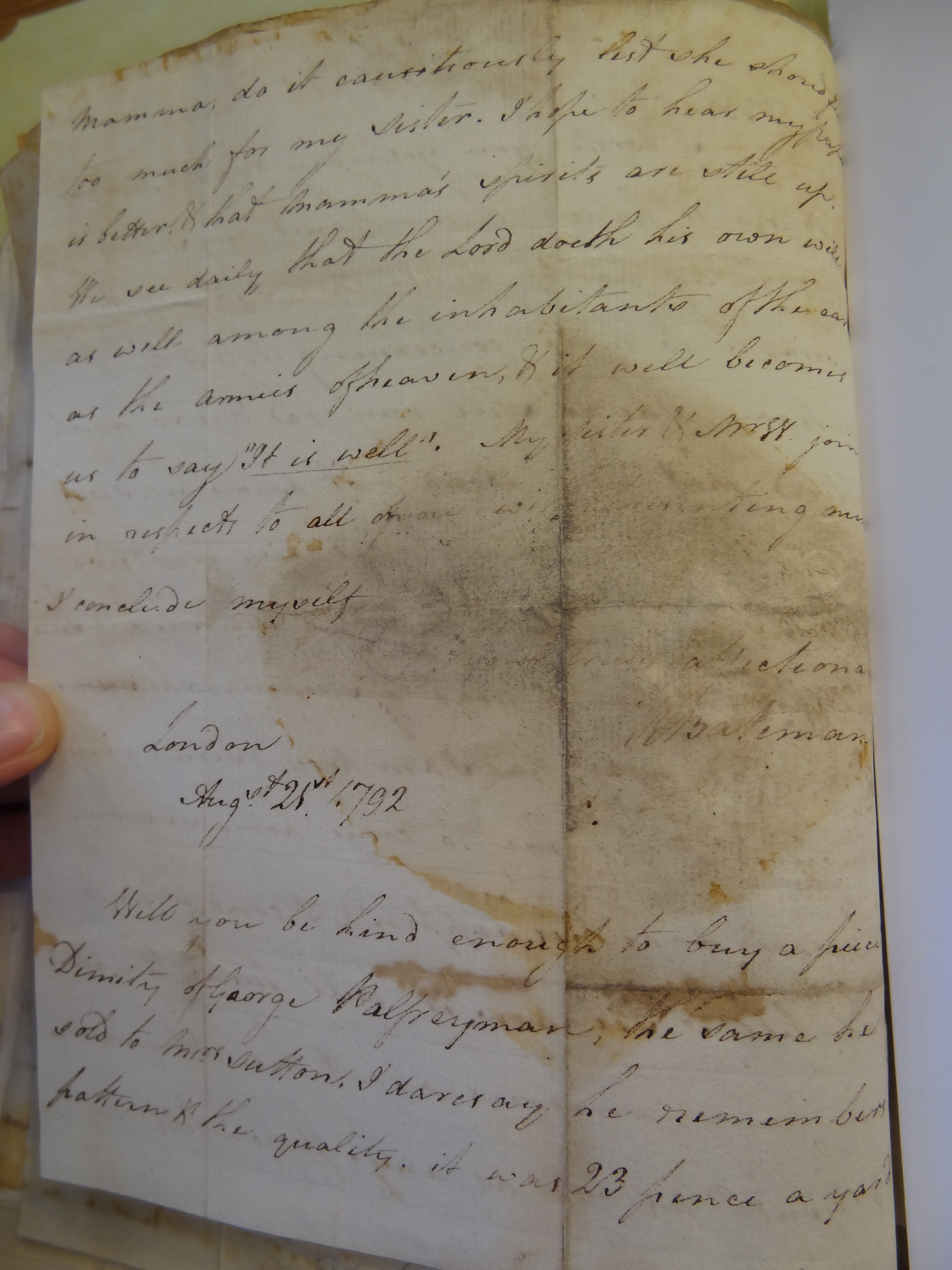 Image #2 of letter: Rebekah Bateman to Thomas Bateman, 25 August 1792