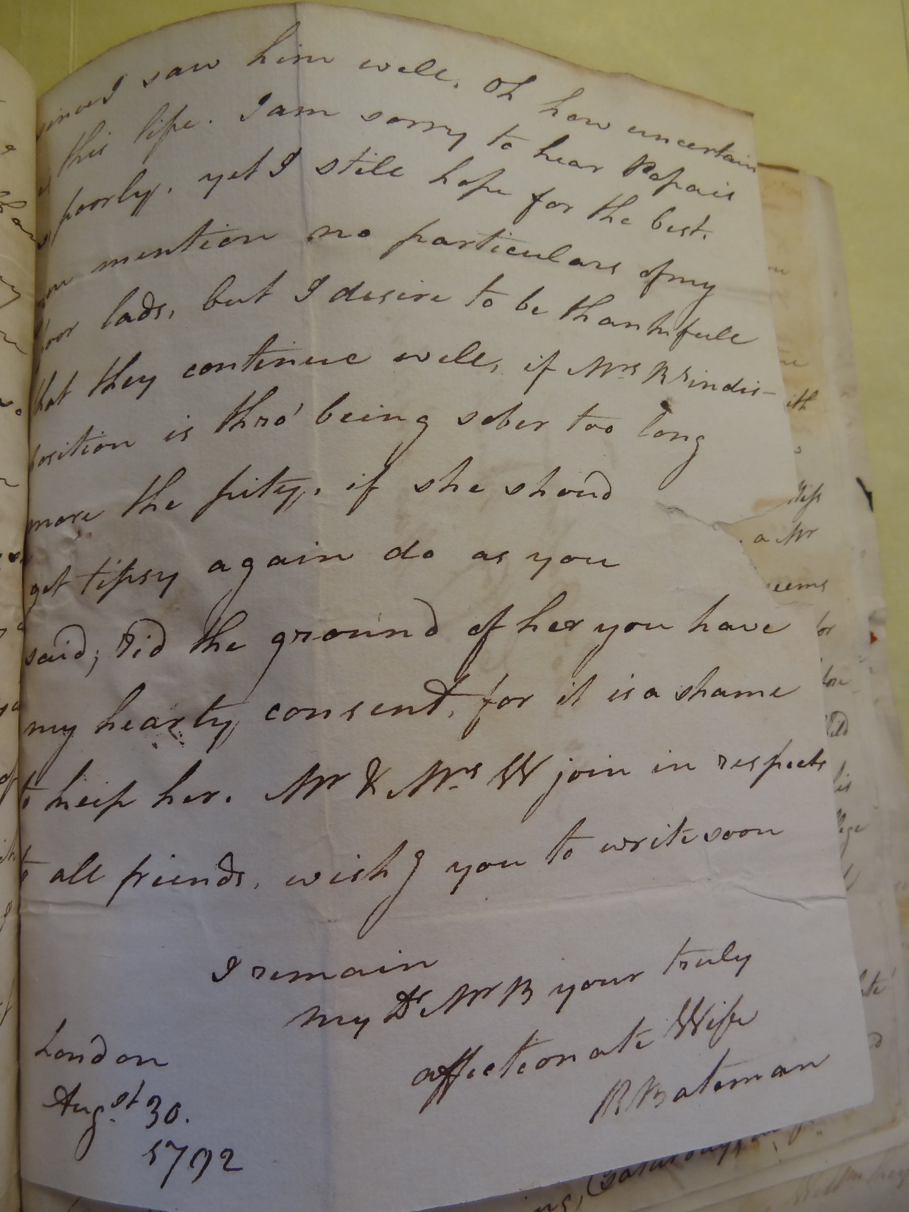 Image #3 of letter: Rebekah Bateman to Thomas Bateman, 30 August 1792