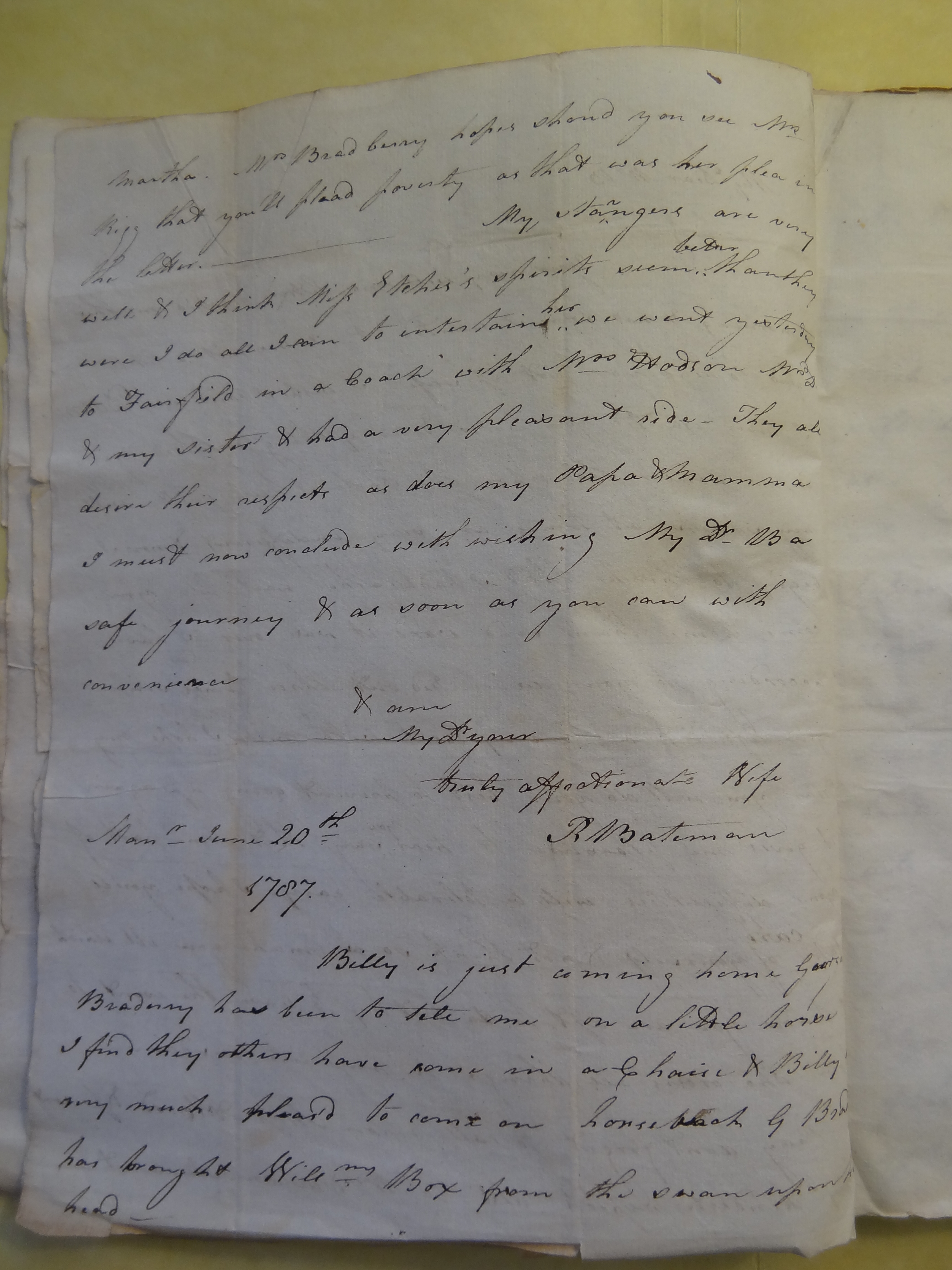 Image #2 of letter: Rebekah Bateman to Thomas Bateman, 20 June 1787