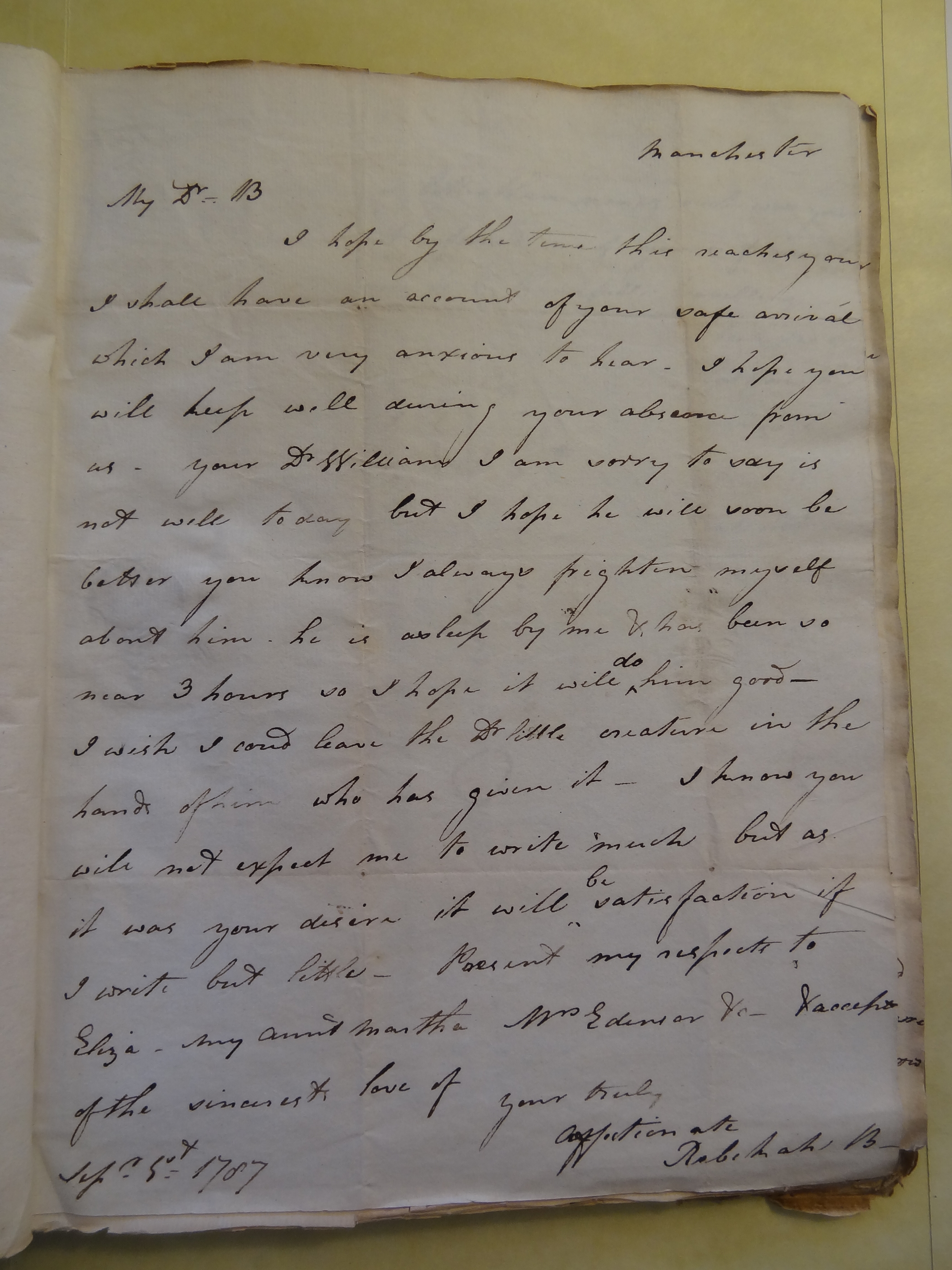 Image #1 of letter: Rebekah Bateman to Thomas Bateman, 1 September 1787