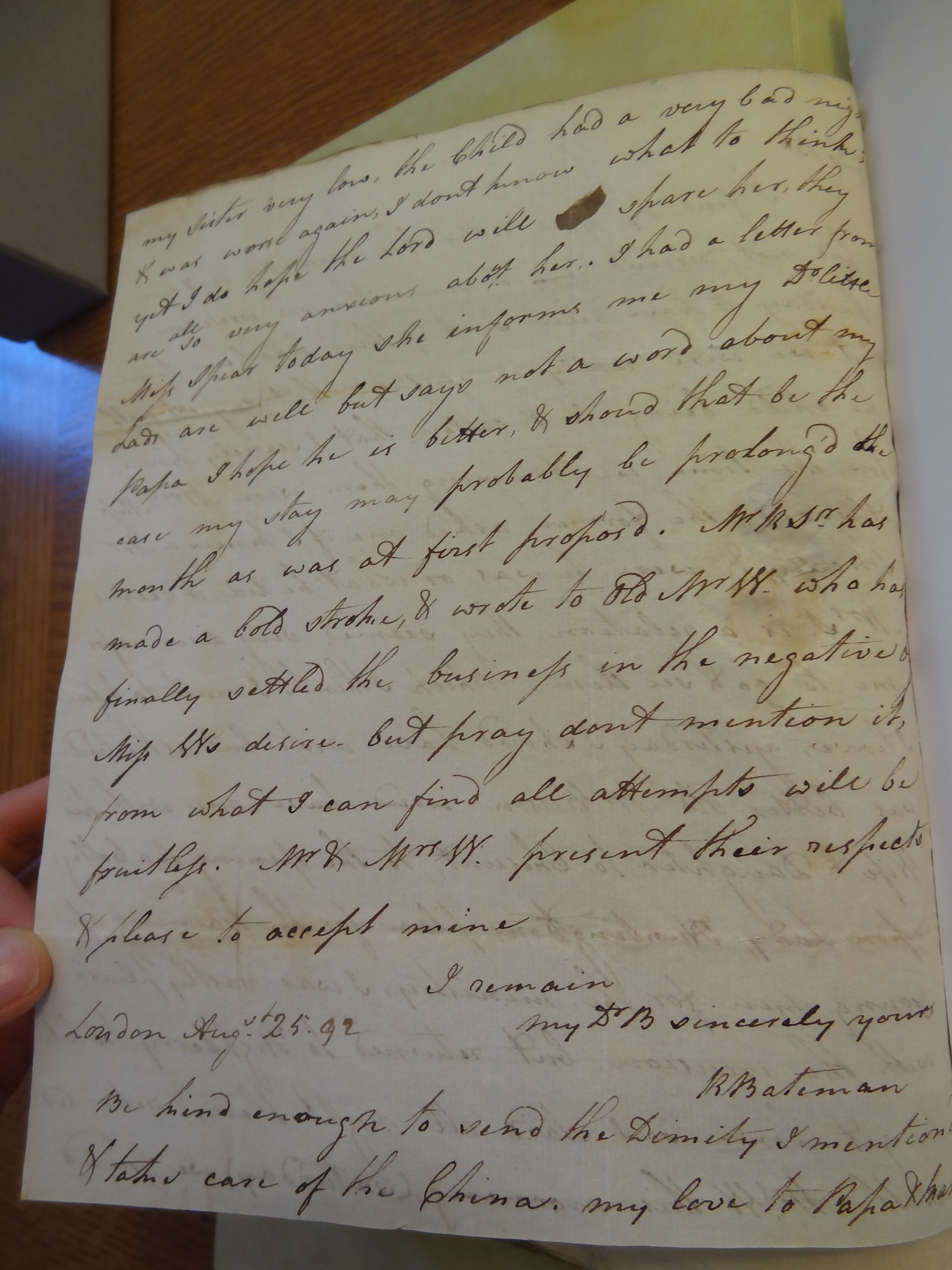 Image #2 of letter: Rebekah Bateman to Thomas Bateman, 25 August 1792