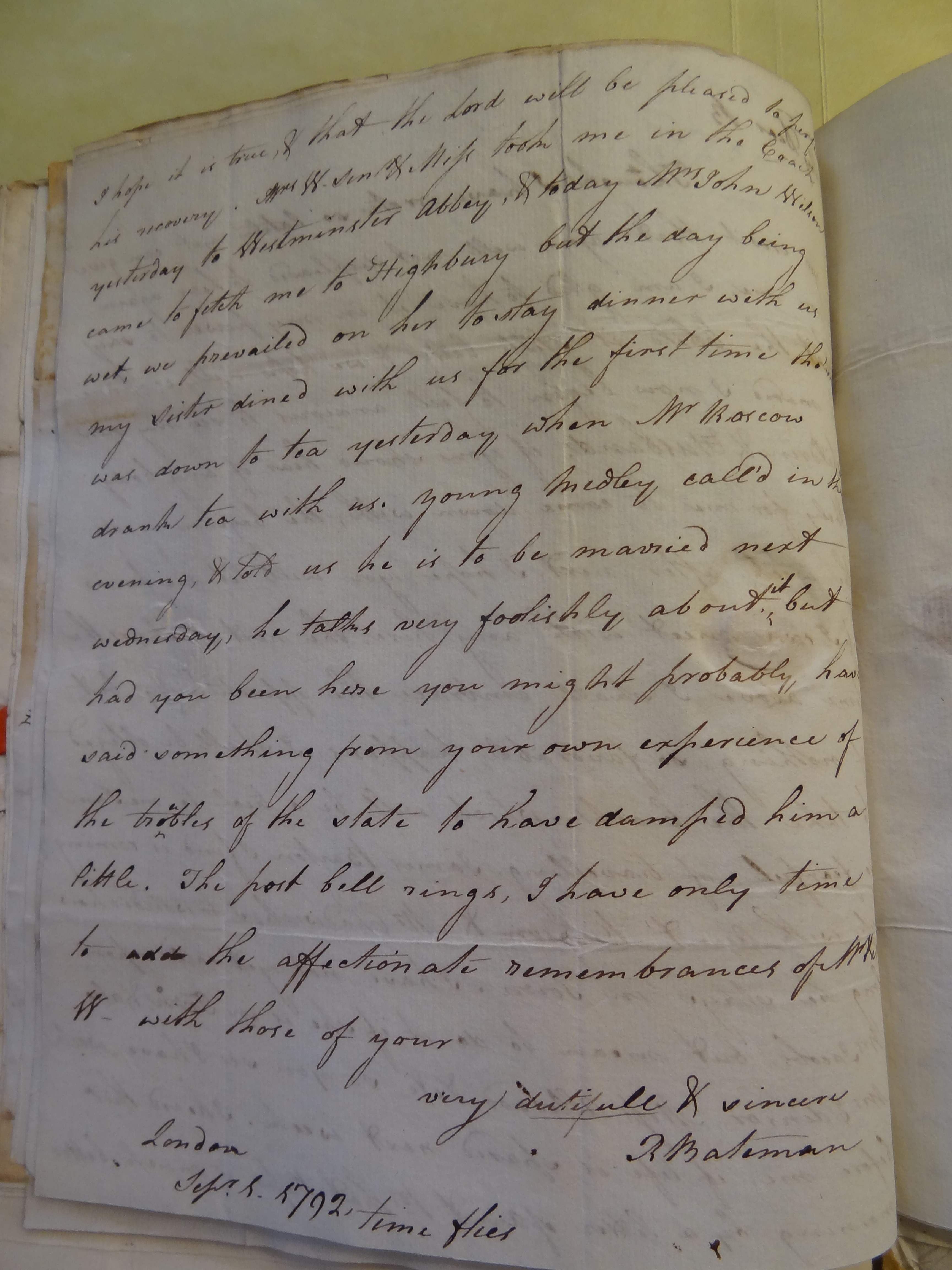 Image #2 of letter: Rebekah Bateman to Thomas Bateman, 1 September 1792