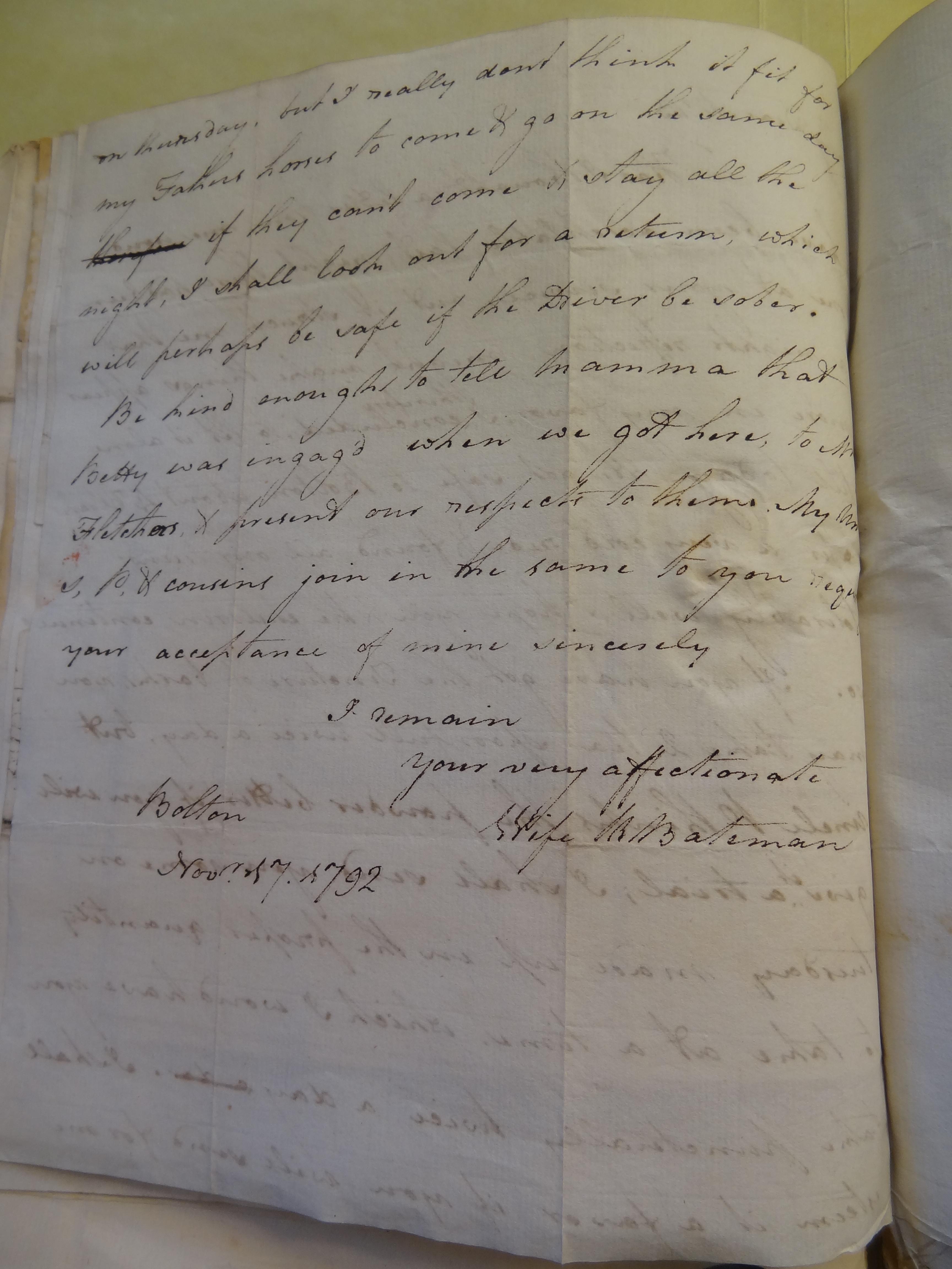 Image #2 of letter: Rebekah Bateman to Thomas Bateman, 17 November 1792